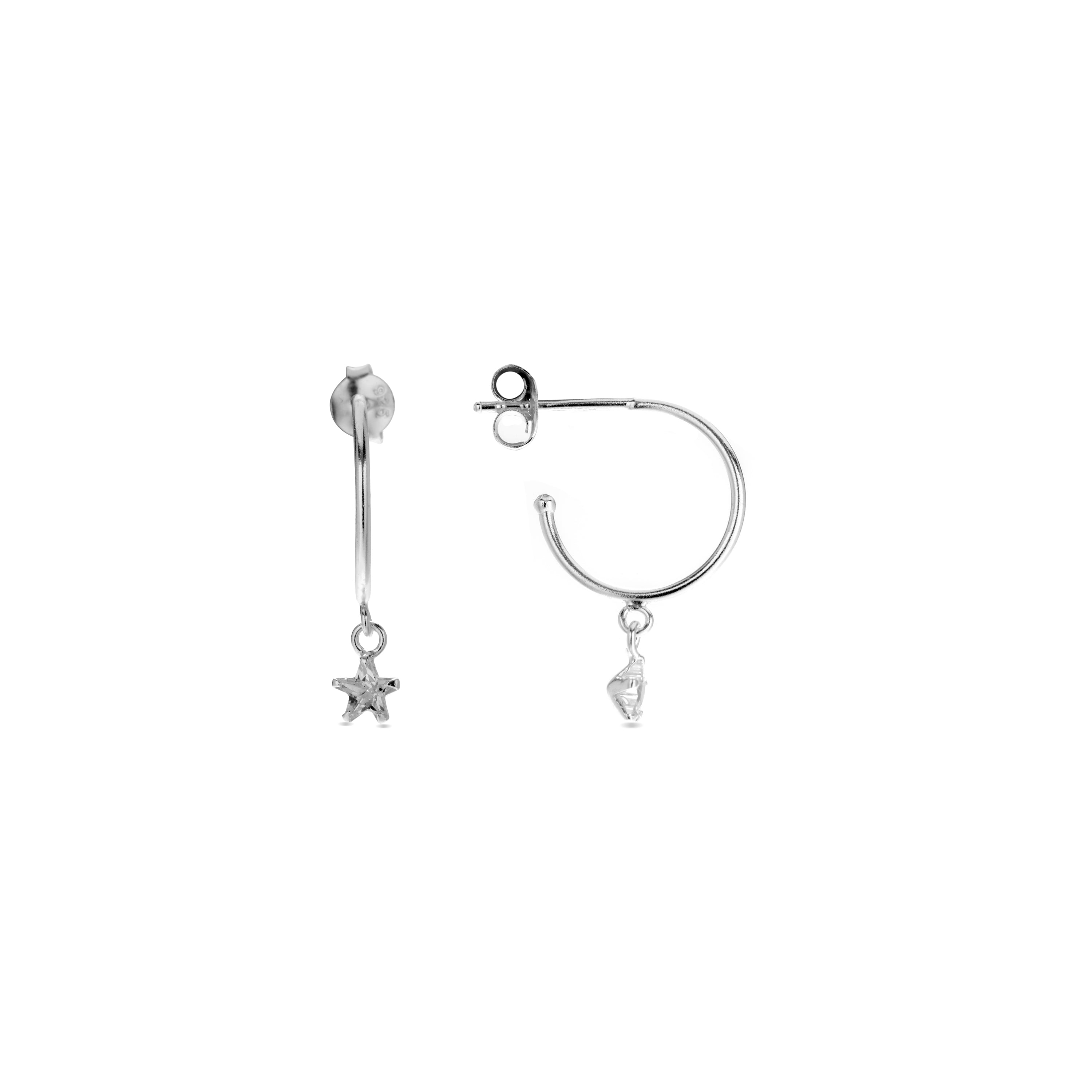 Pendientes de Plata de Ley 925 con Circonita Brillante acabados en rodio - Essential