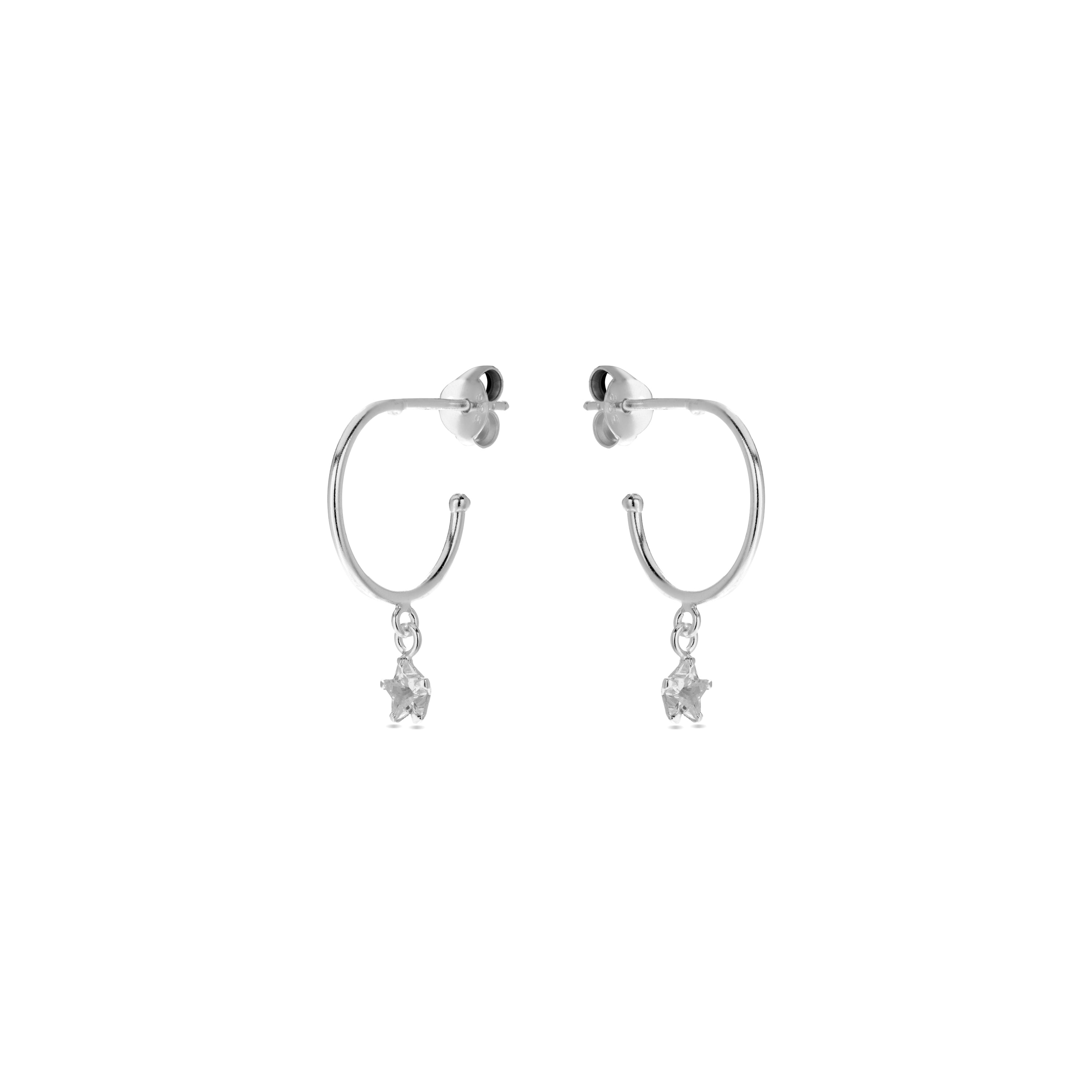 Pendientes de Plata de Ley 925 con Circonita Brillante acabados en rodio - Essential