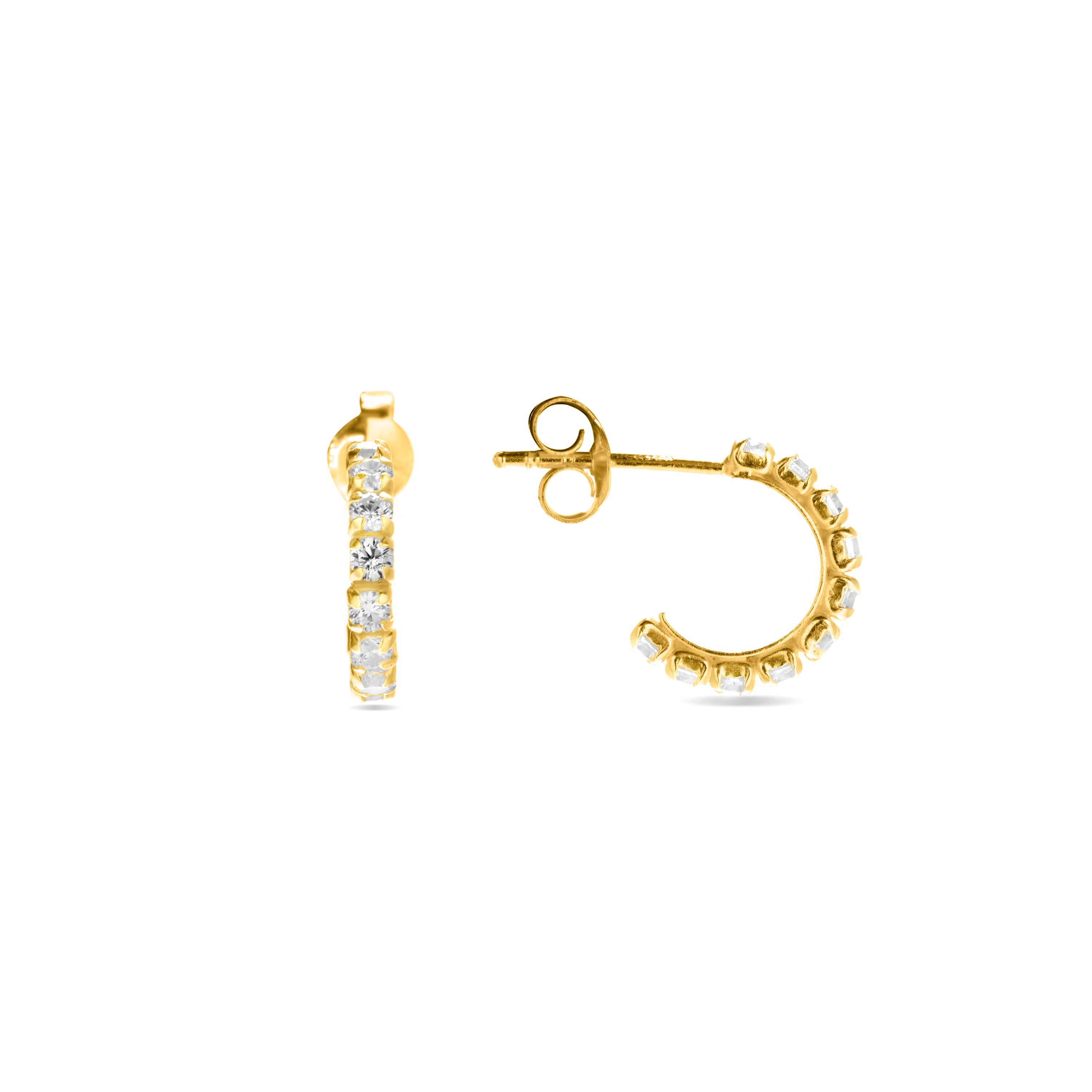 Pendientes de Plata de Ley 925 con Circonita Brillante acabados en oro amarillo 18K - Essential