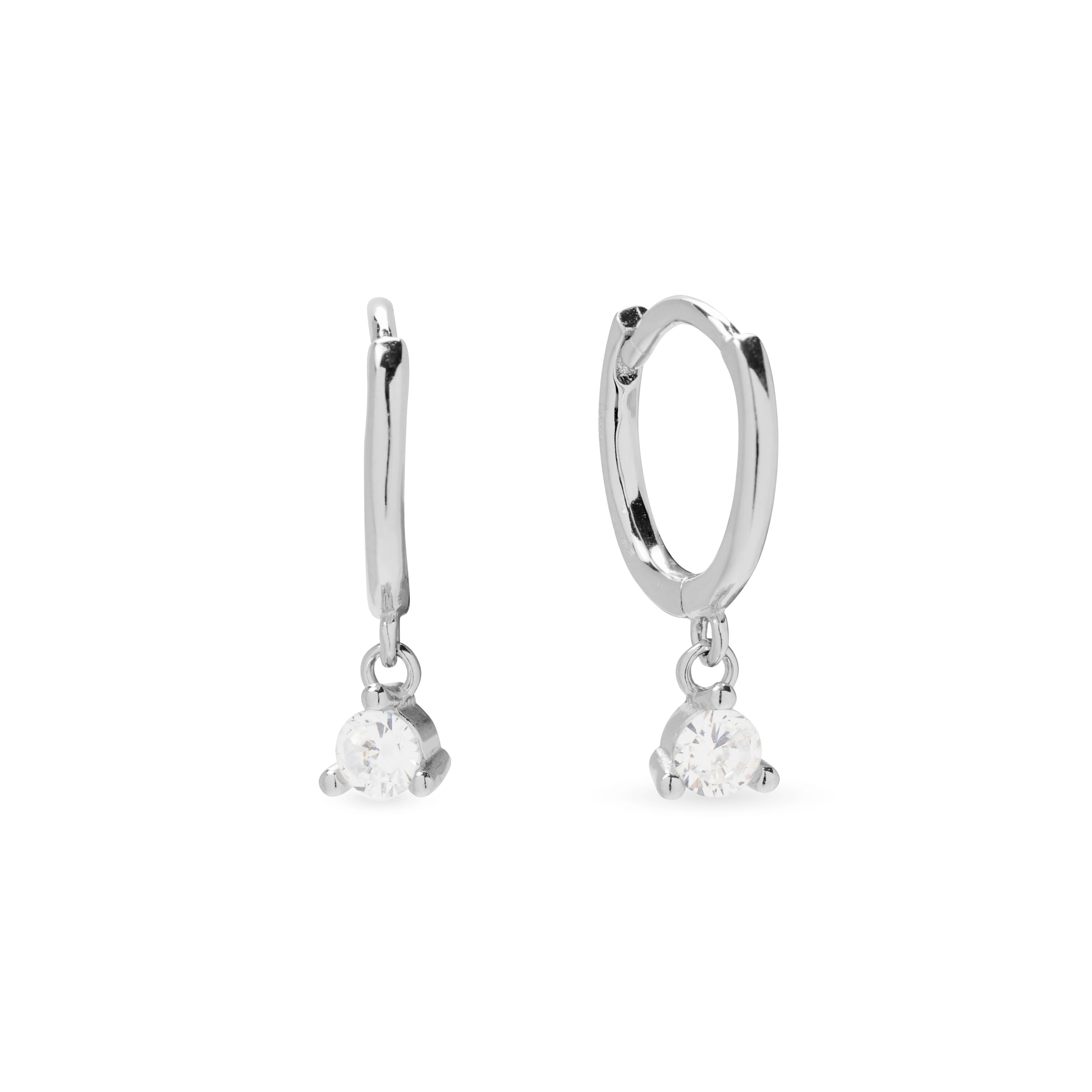 925 Sterling Silver Earrings with Rhodium-Plated Brilliant Zirconia - Xomi