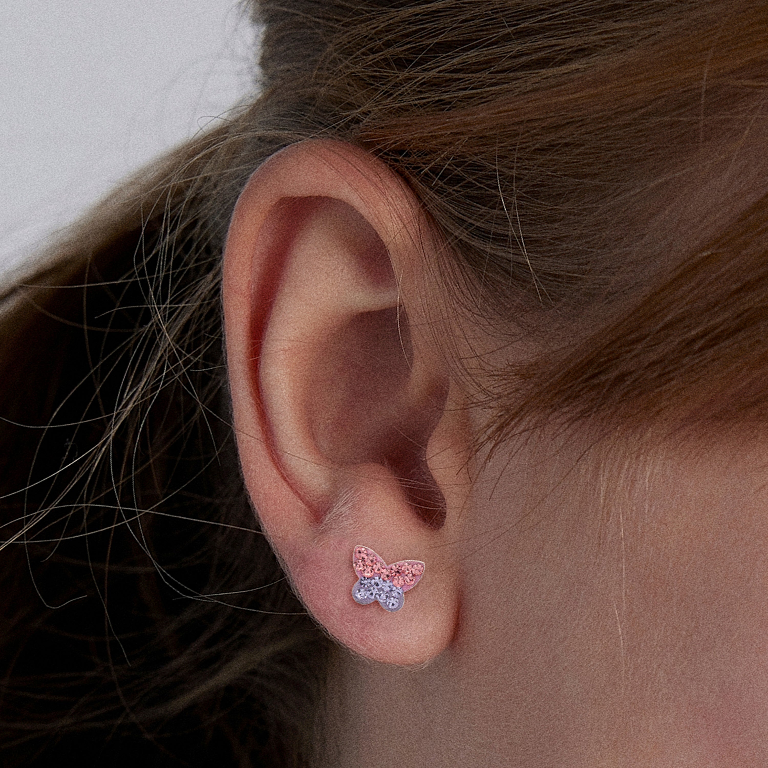 Pendientes de Plata de Ley 925 con Circonita Multicolor acabados en rodio - Mariposa