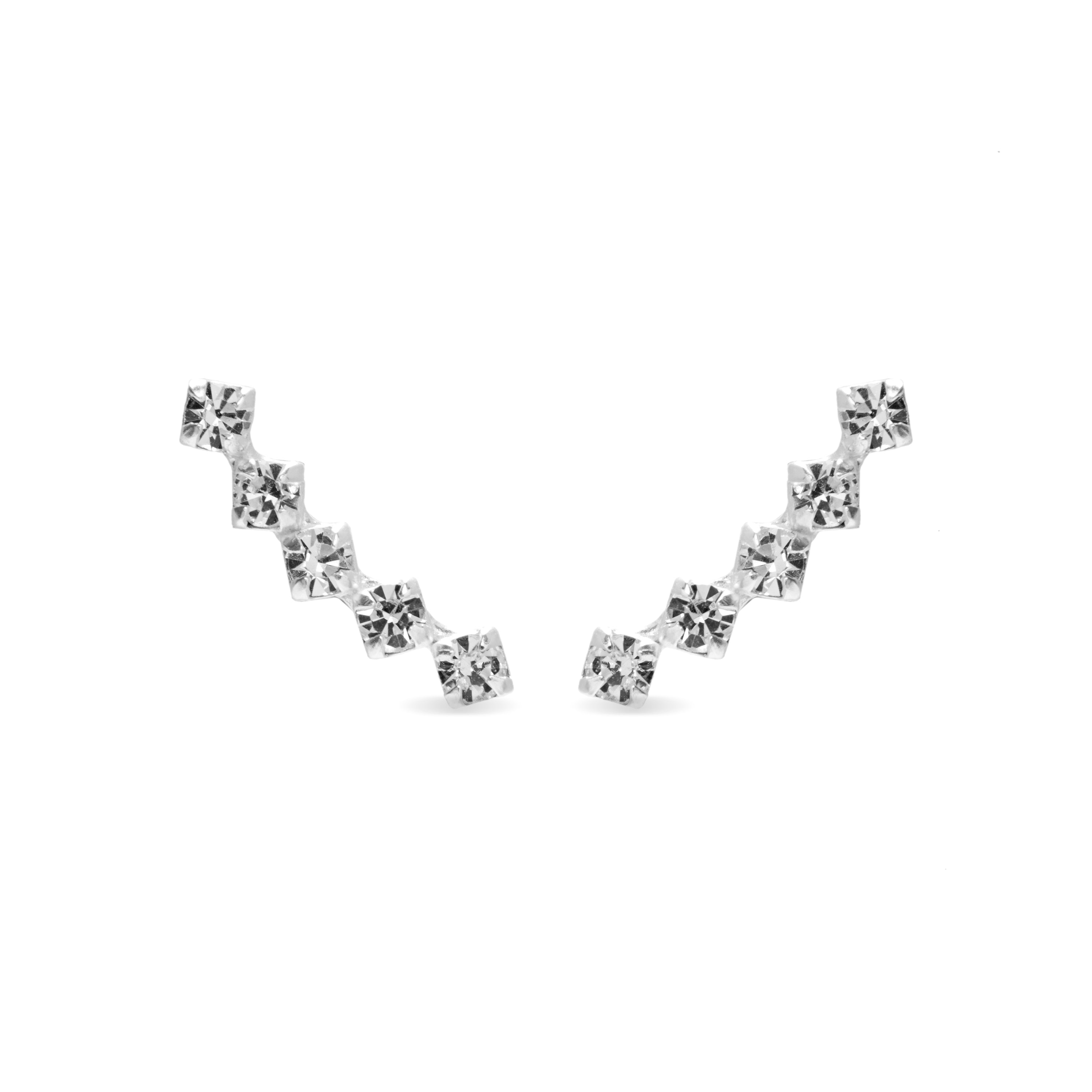 925 Sterling Silver Earrings with Rhodium-Plated Brilliant Zirconia - Sias