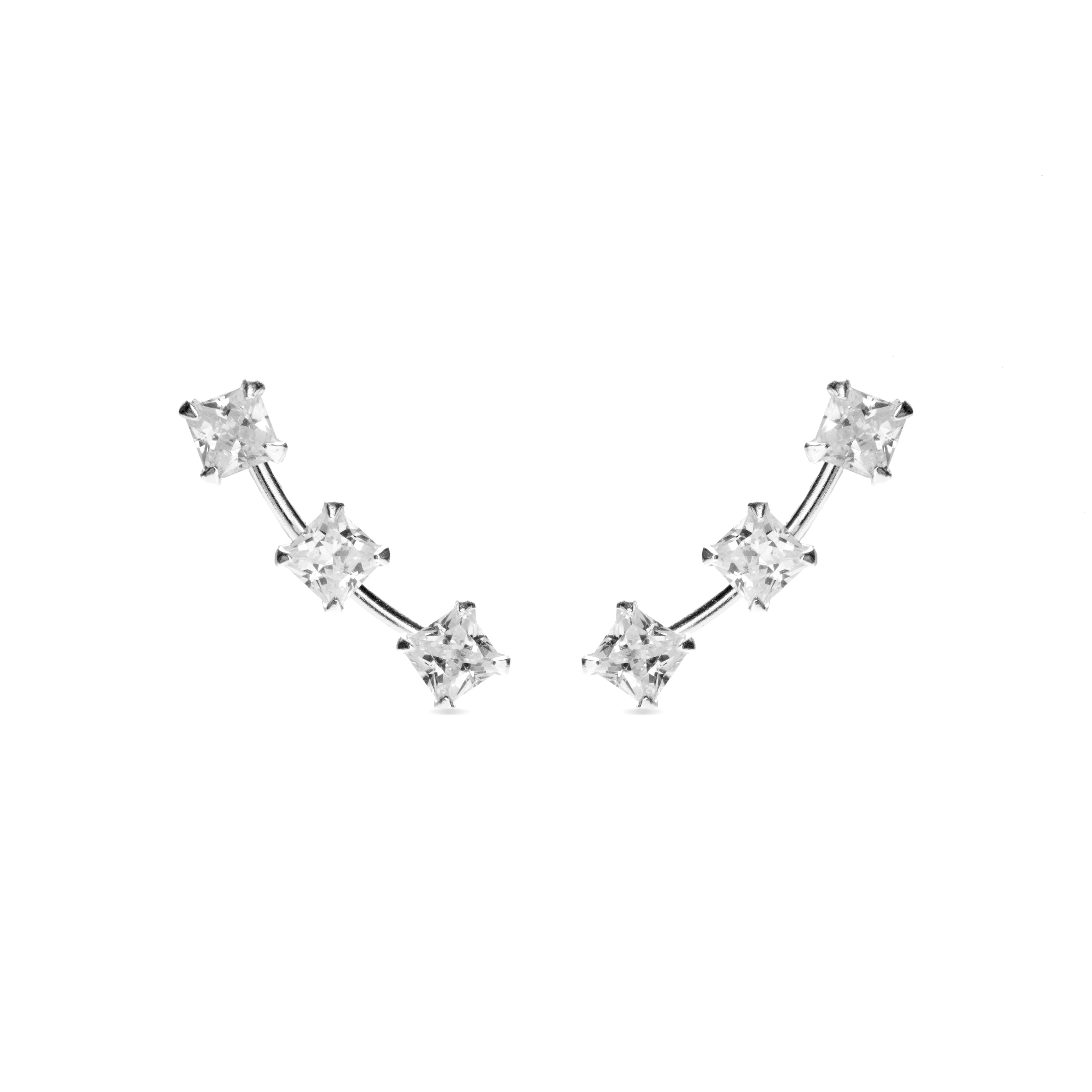 925 Sterling Silver Earrings with Rhodium-Plated Brilliant Zirconia - Kenna