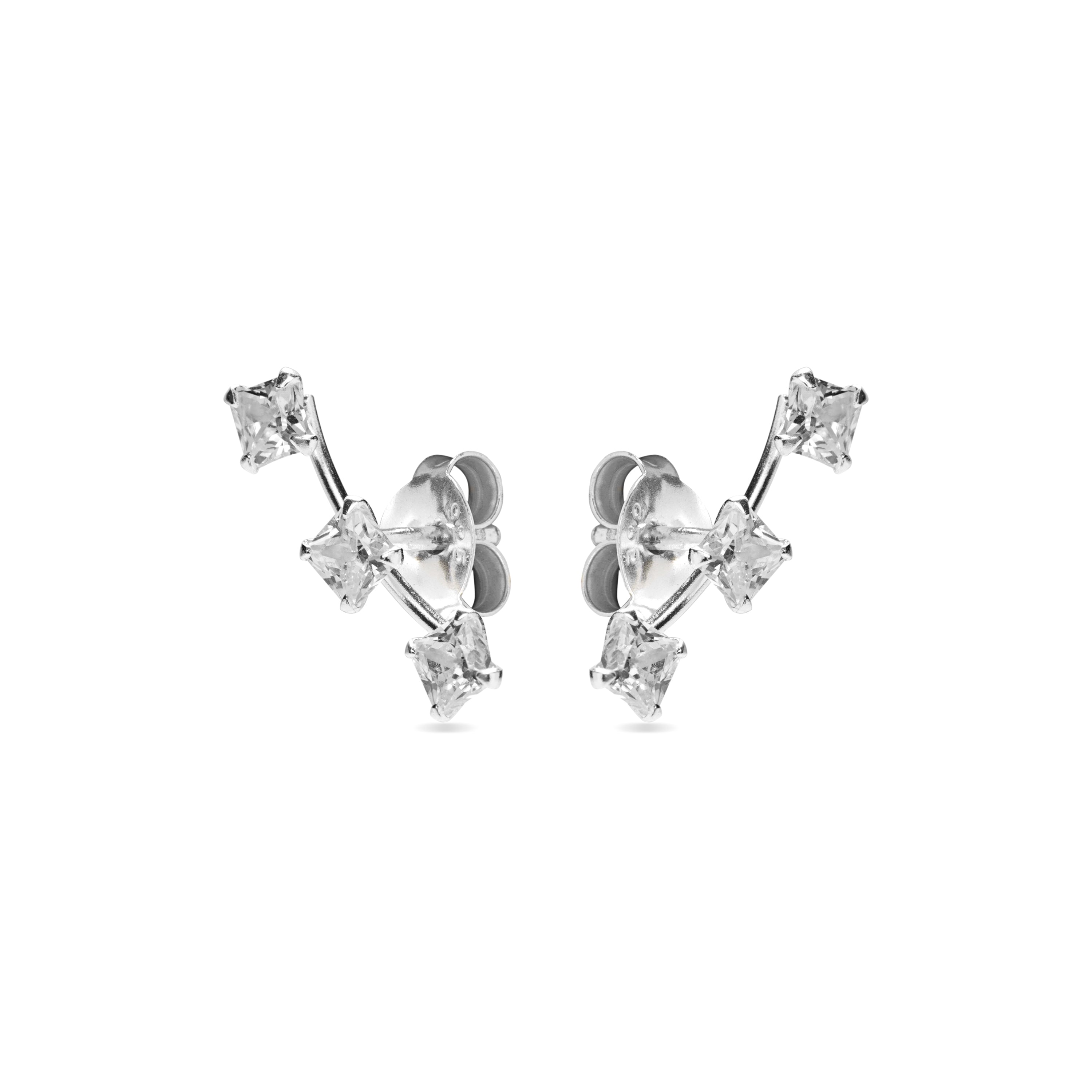 925 Sterling Silver Earrings with Rhodium-Plated Brilliant Zirconia - Kenna
