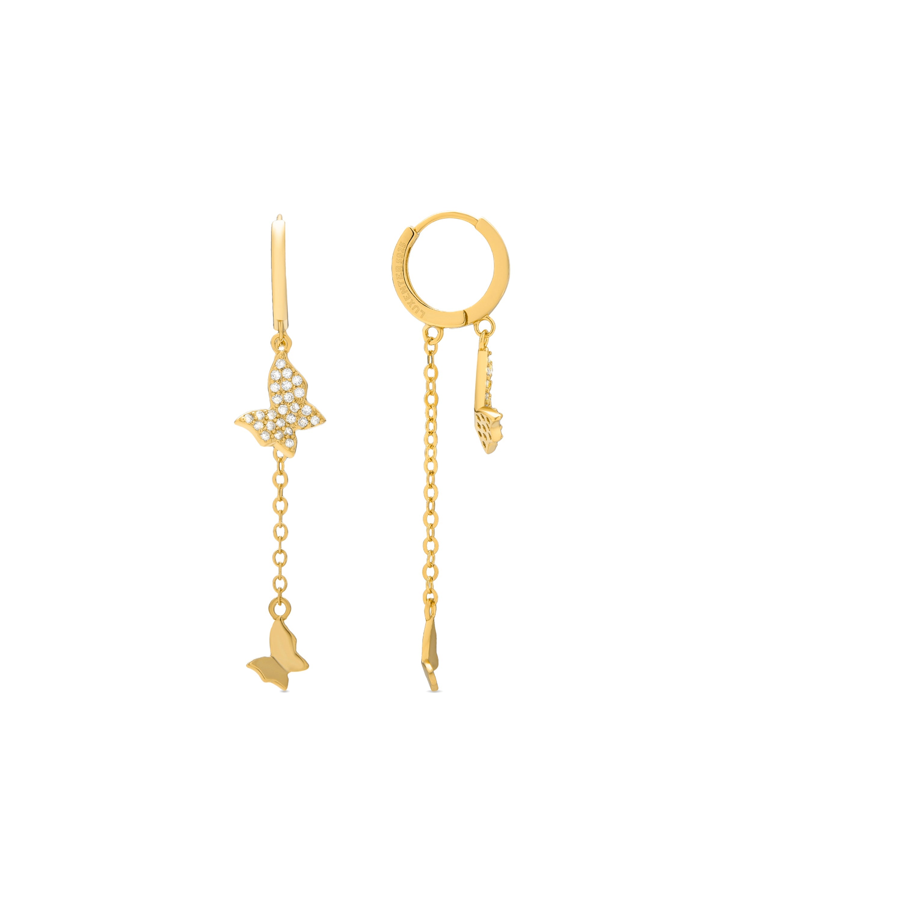 925 Sterling Silver Earrings with Brilliant Zirconia Finished in 18K Yellow Gold - Kedro