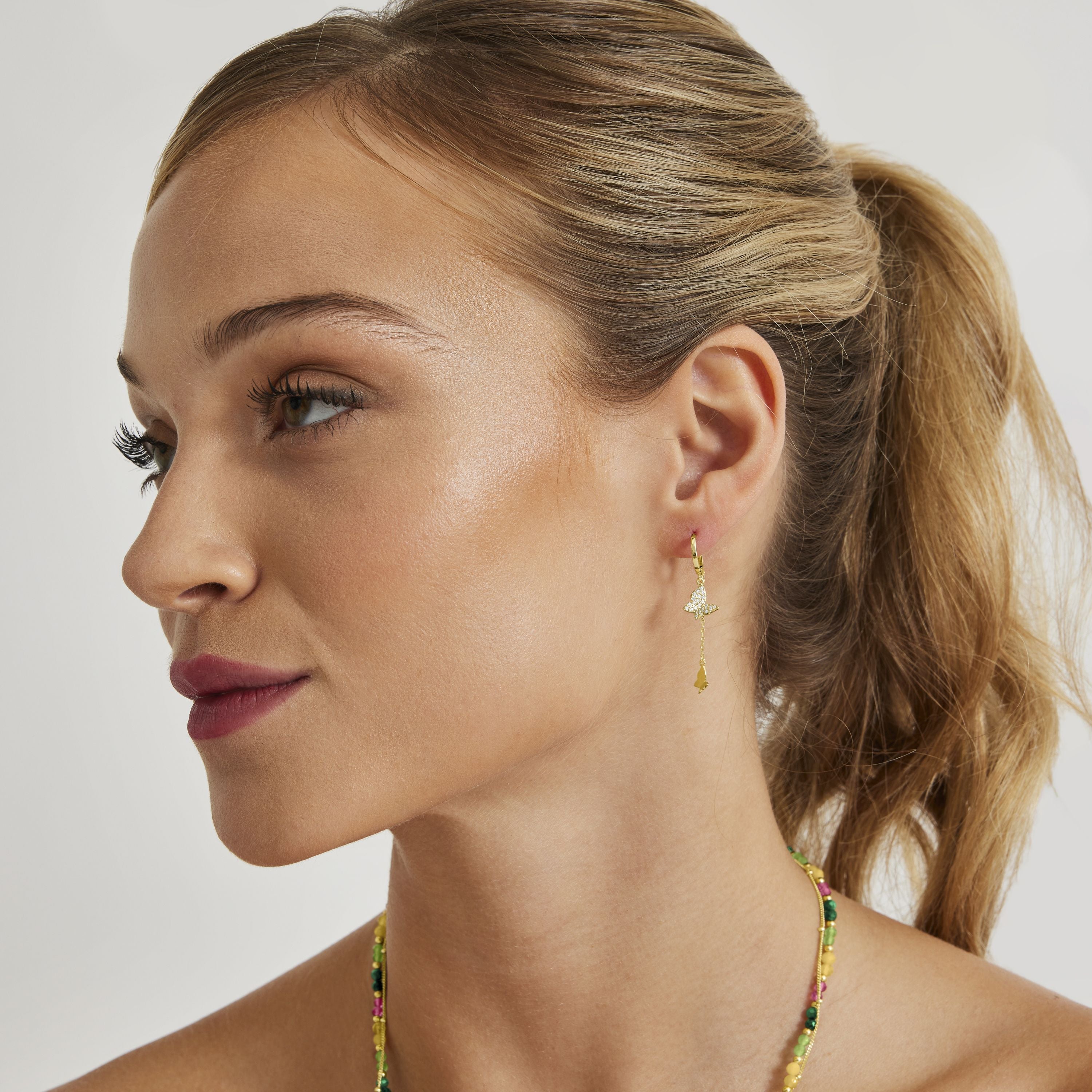 925 Sterling Silver Earrings with Brilliant Zirconia Finished in 18K Yellow Gold - Kedro
