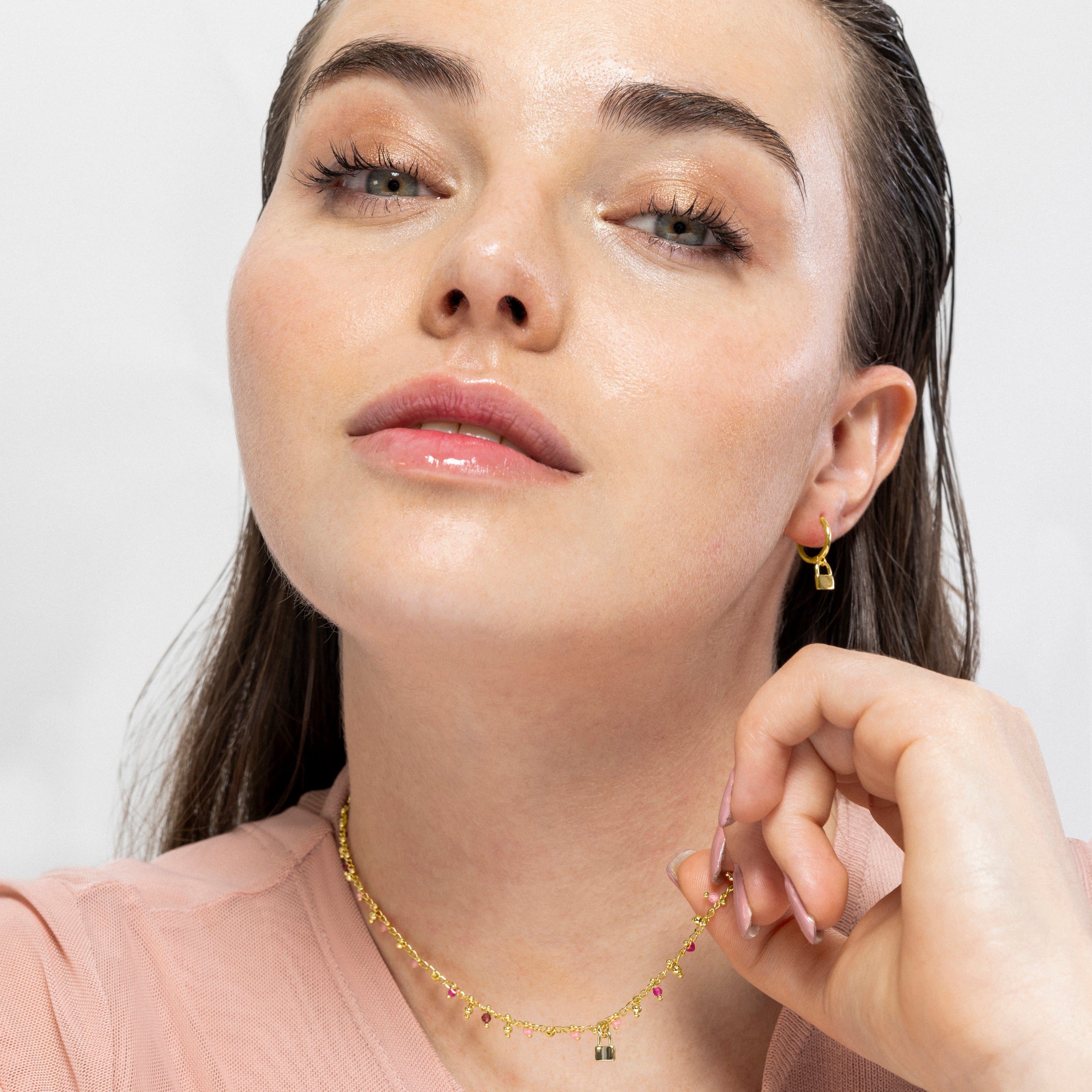Pendientes de Plata de Ley 925 acabados en oro amarillo de 18k - Candado