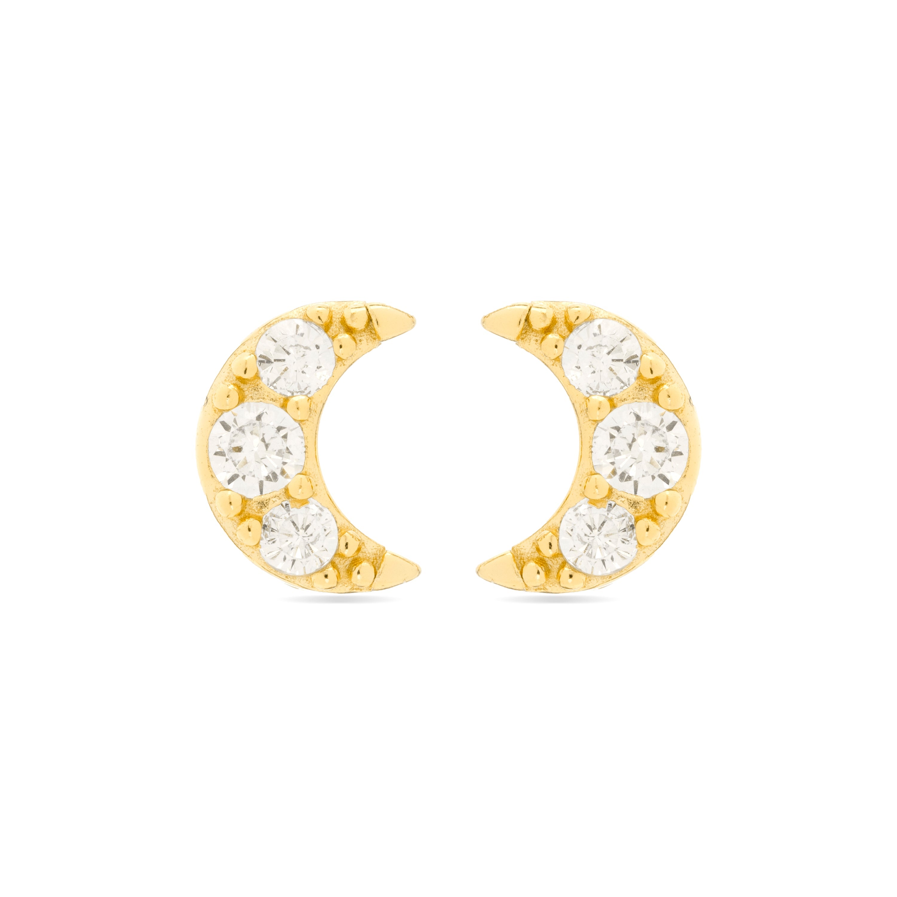 925 Sterling Silver and Brilliant Zirconia Earrings Finished in 18K Yellow Gold - Luna