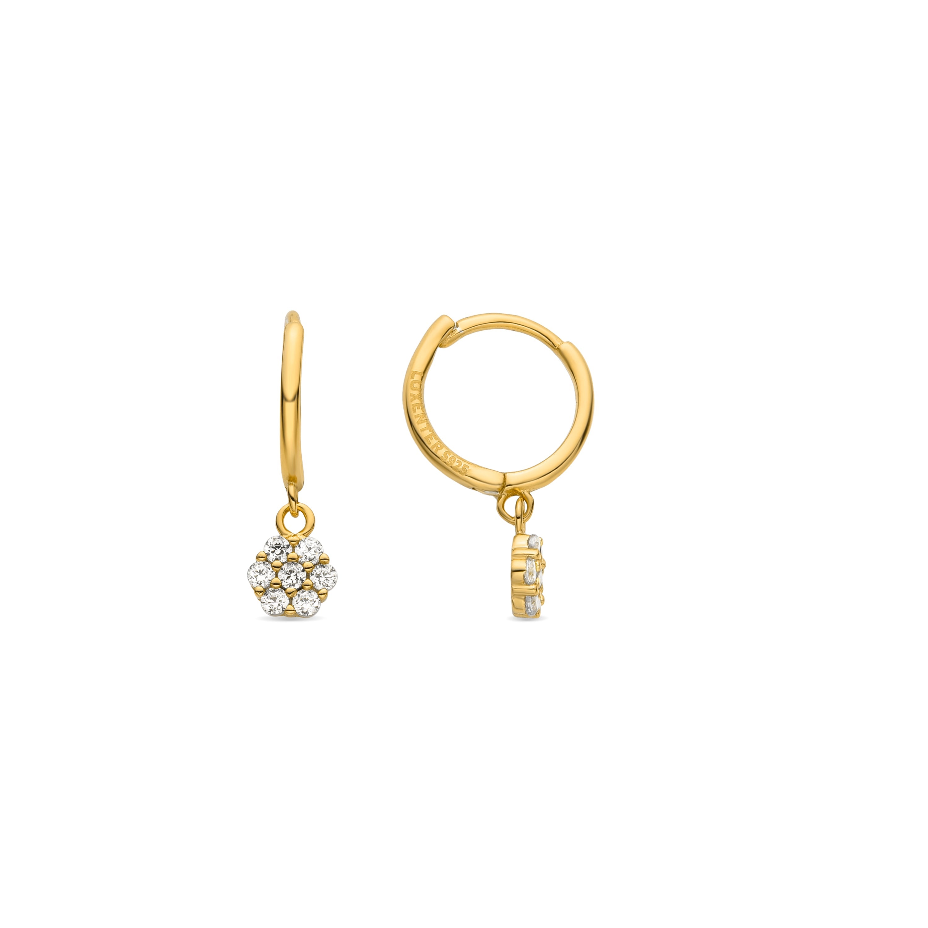 925 Sterling Silver and Brilliant Zirconia Earrings Finished in 18K Yellow Gold - Lipyo