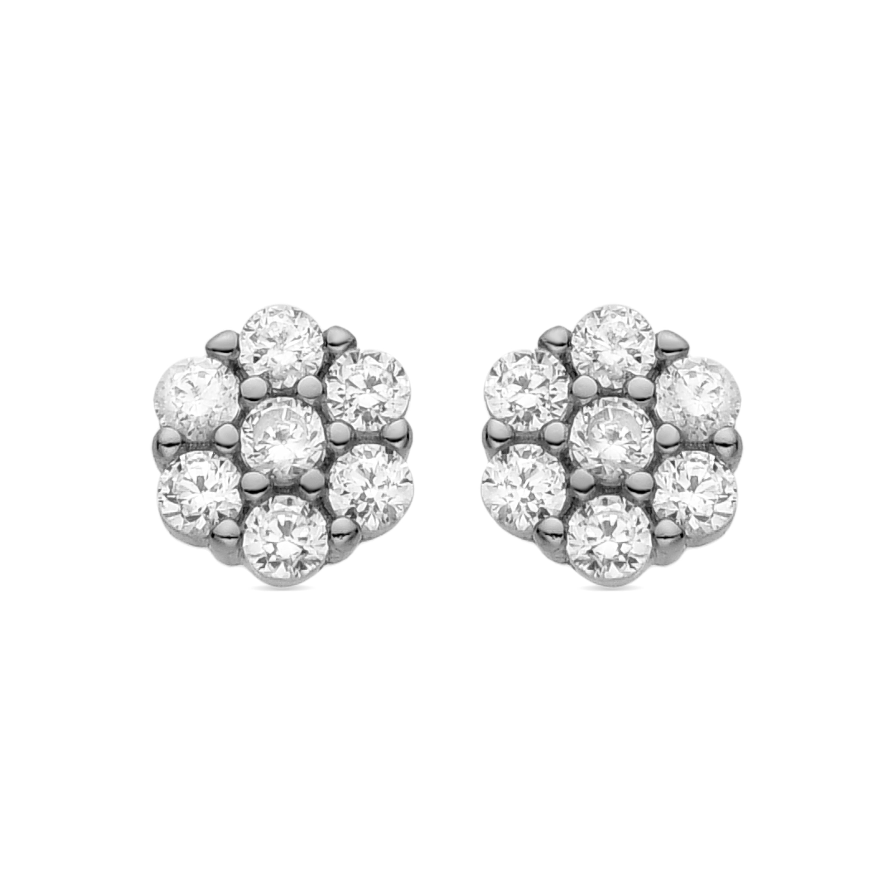 925 Sterling Silver and Brilliant Zirconia Earrings with Rhodium Finish - Oris
