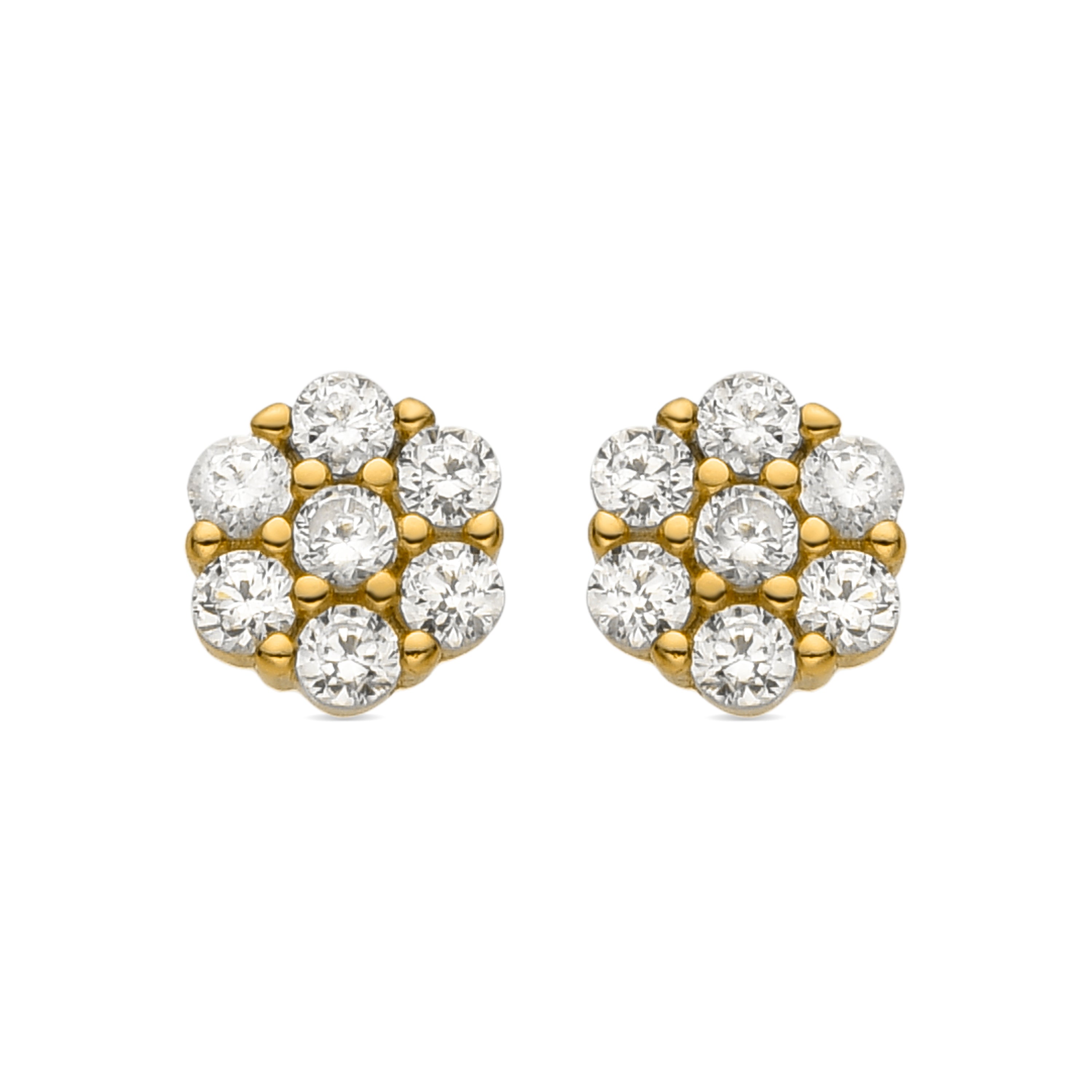 925 Sterling Silver and Brilliant Zirconia Earrings Finished in 18K Yellow Gold - Oris