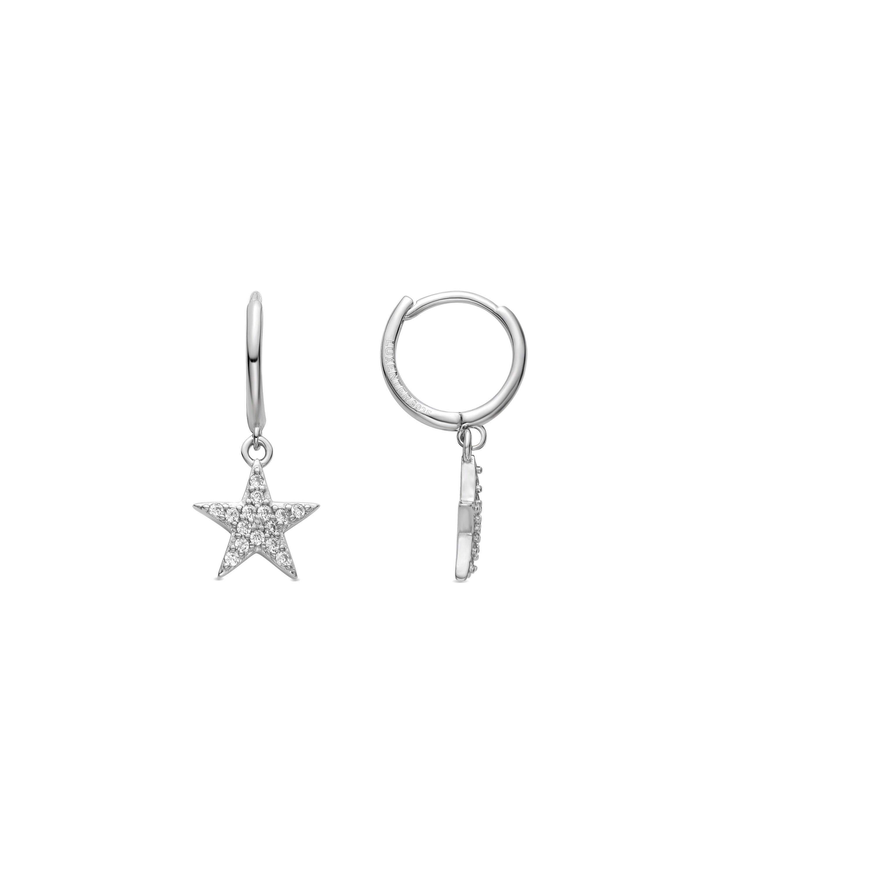 925 Sterling Silver and Brilliant Zirconia Earrings with Rhodium Finish - Tuthe