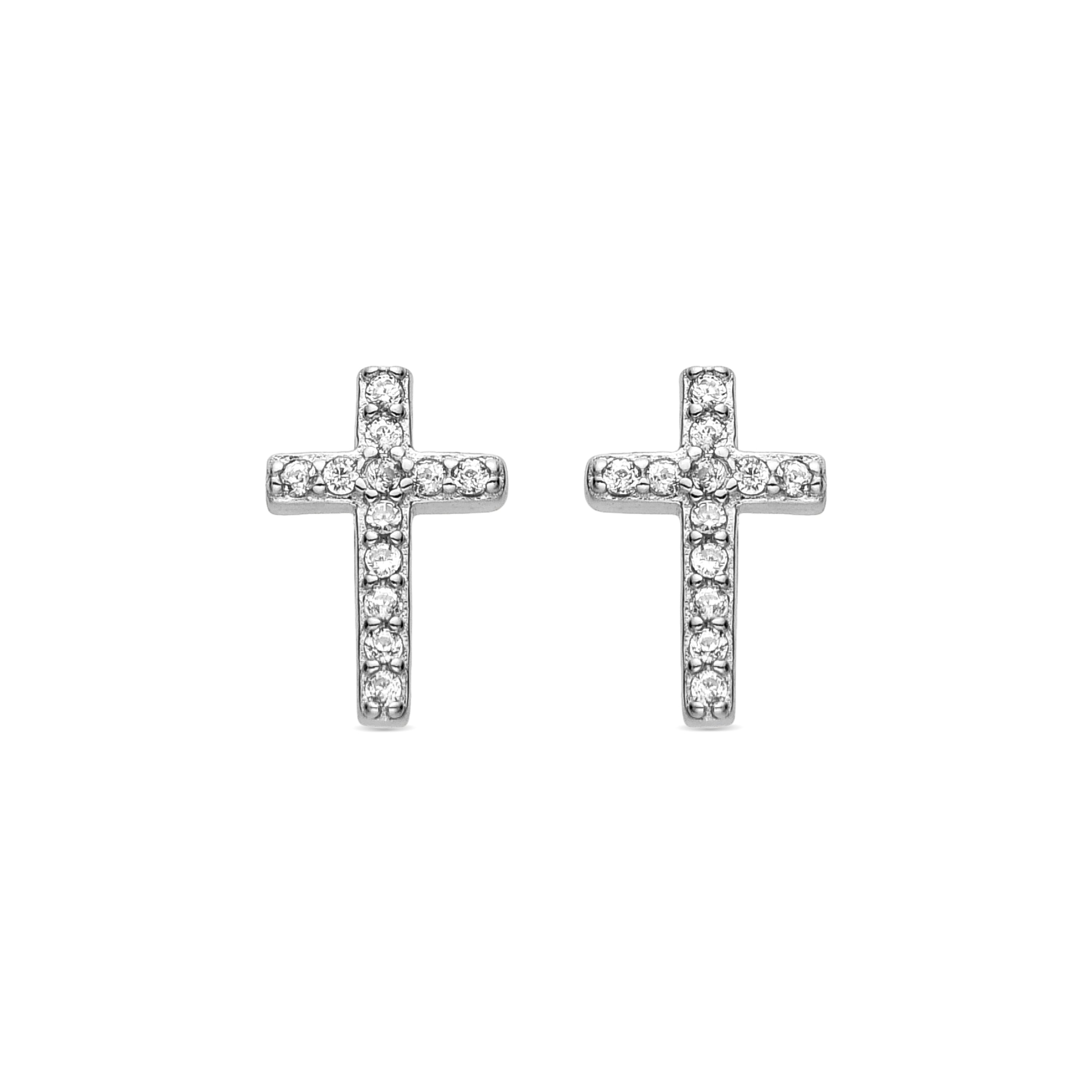 925 Sterling Silver and Brilliant Zirconia Earrings with Rhodium Finish - Zudis