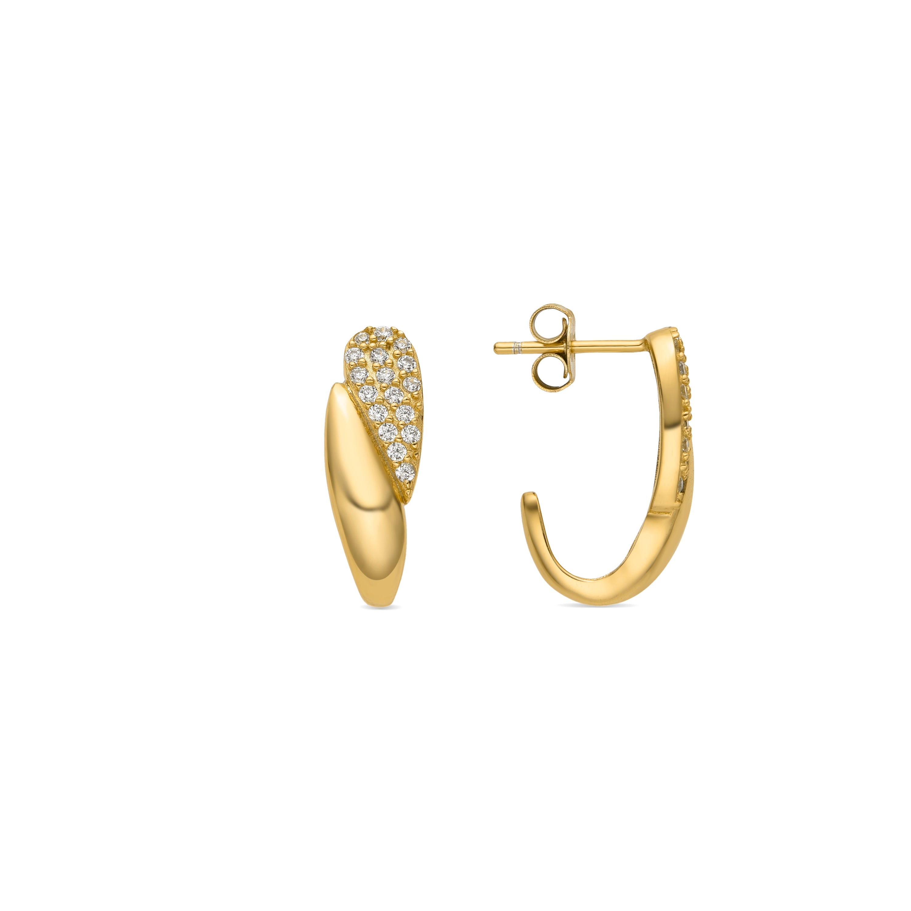 925 Sterling Silver and Brilliant Zirconia Earrings, 18k Gold Finish - Angril