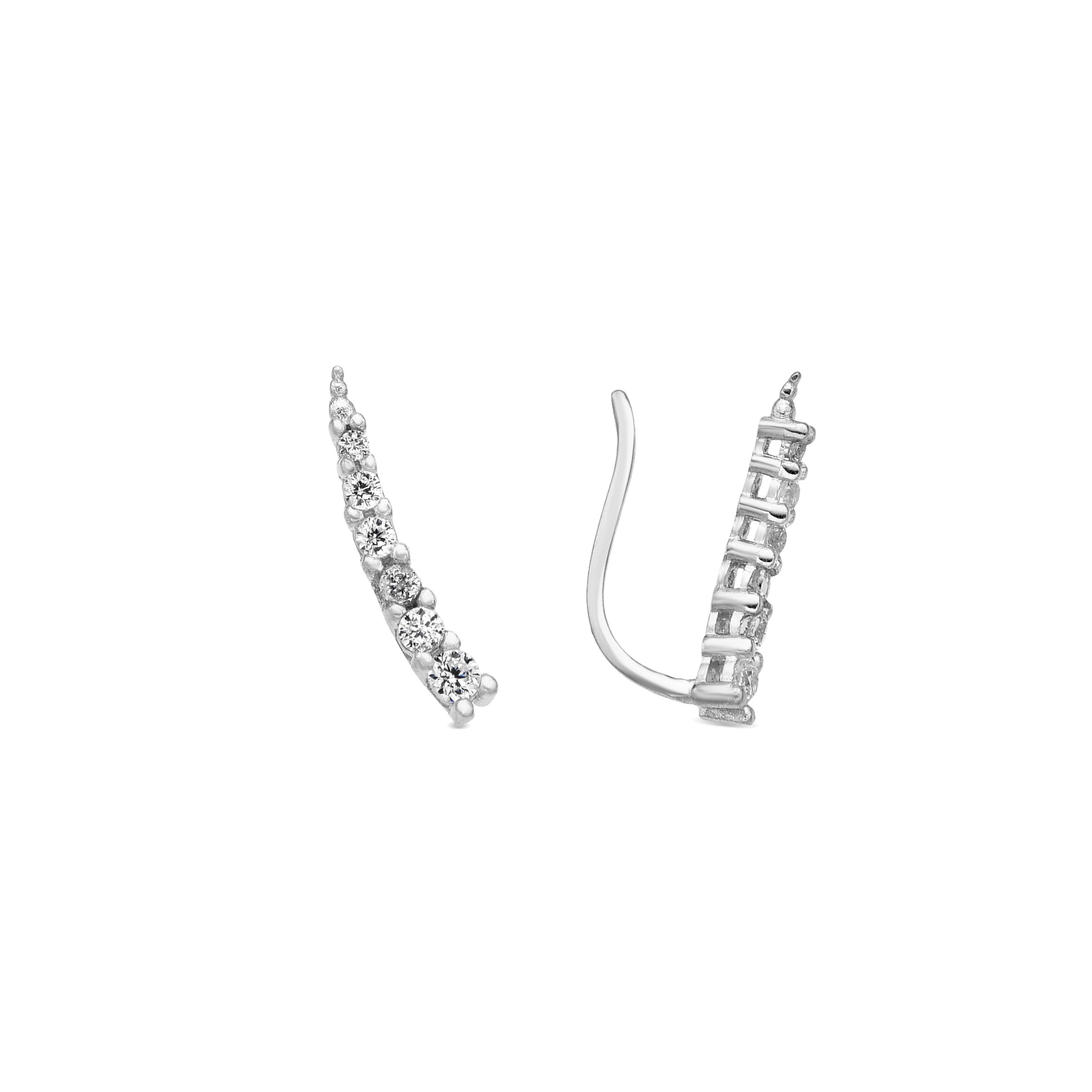 925 Sterling Silver and Brilliant Zirconia Earrings with Rhodium Finish - Losci