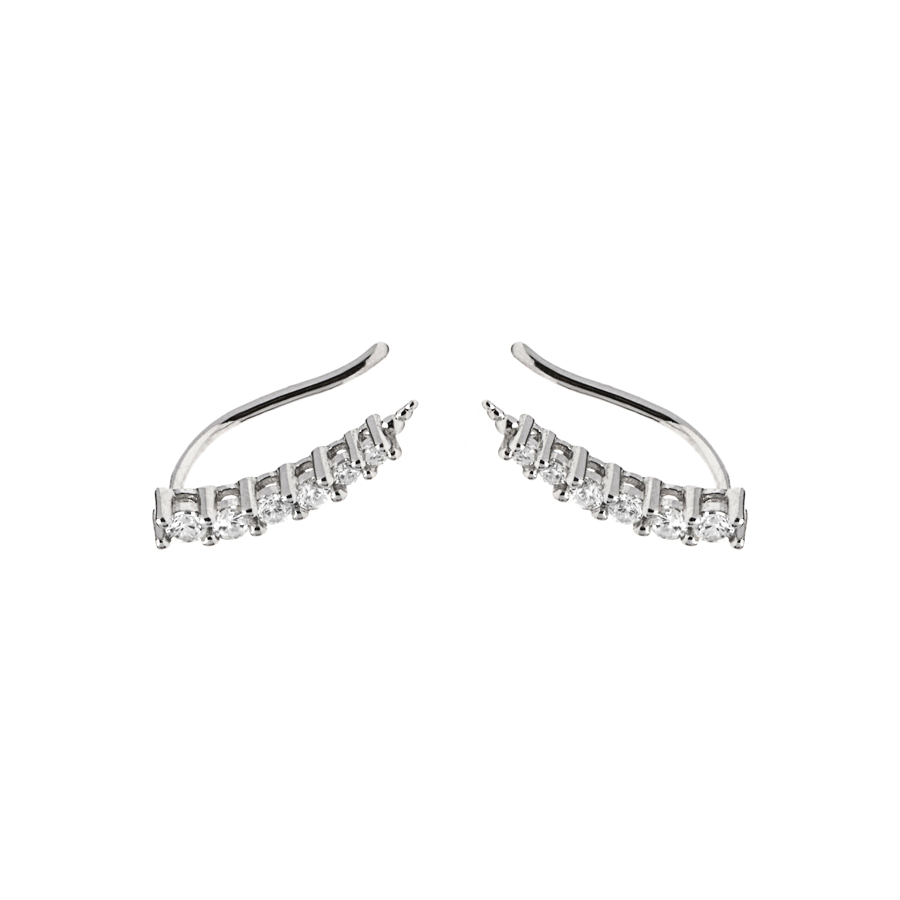 925 Sterling Silver and Brilliant Zirconia Earrings with Rhodium Finish - Losci