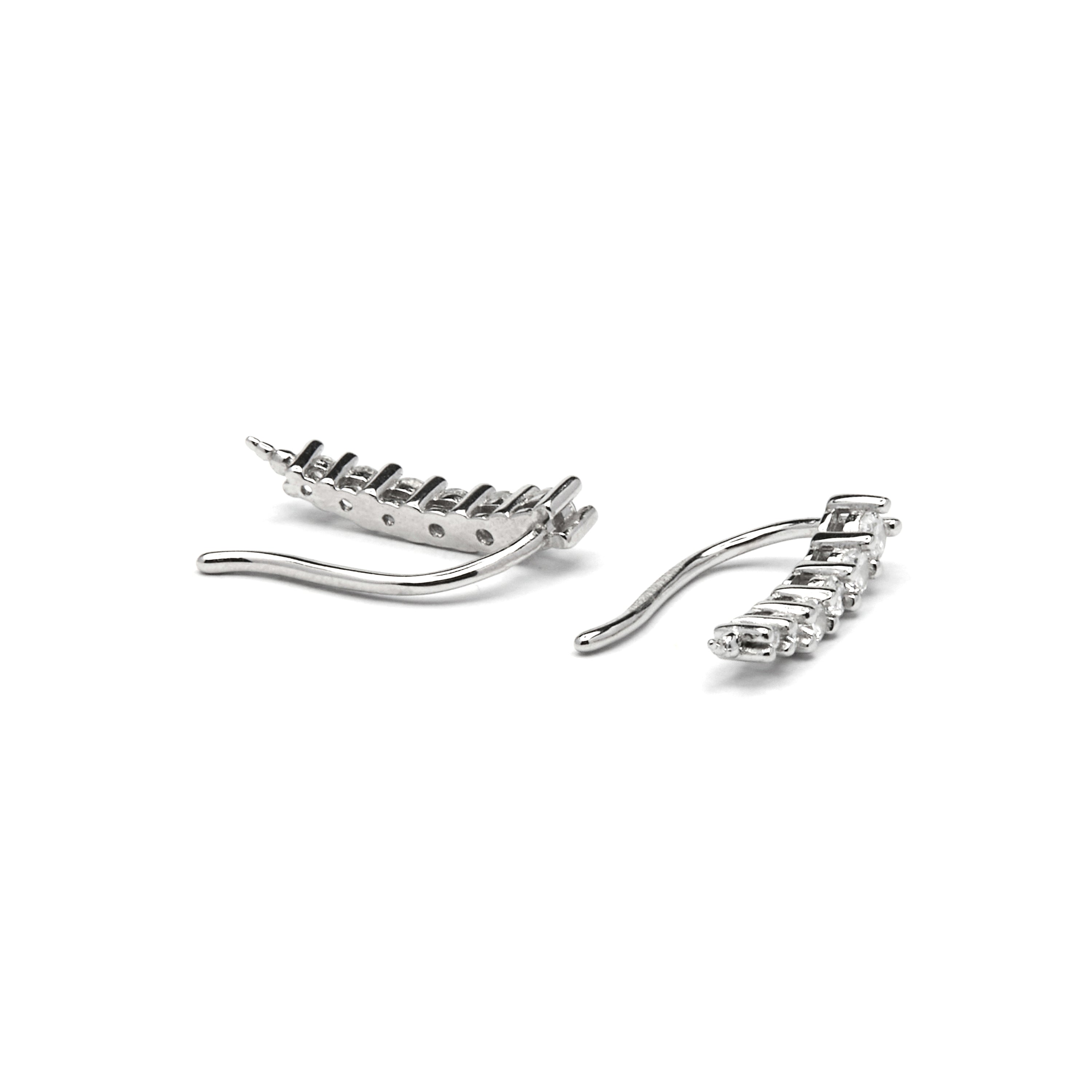 925 Sterling Silver and Brilliant Zirconia Earrings with Rhodium Finish - Losci