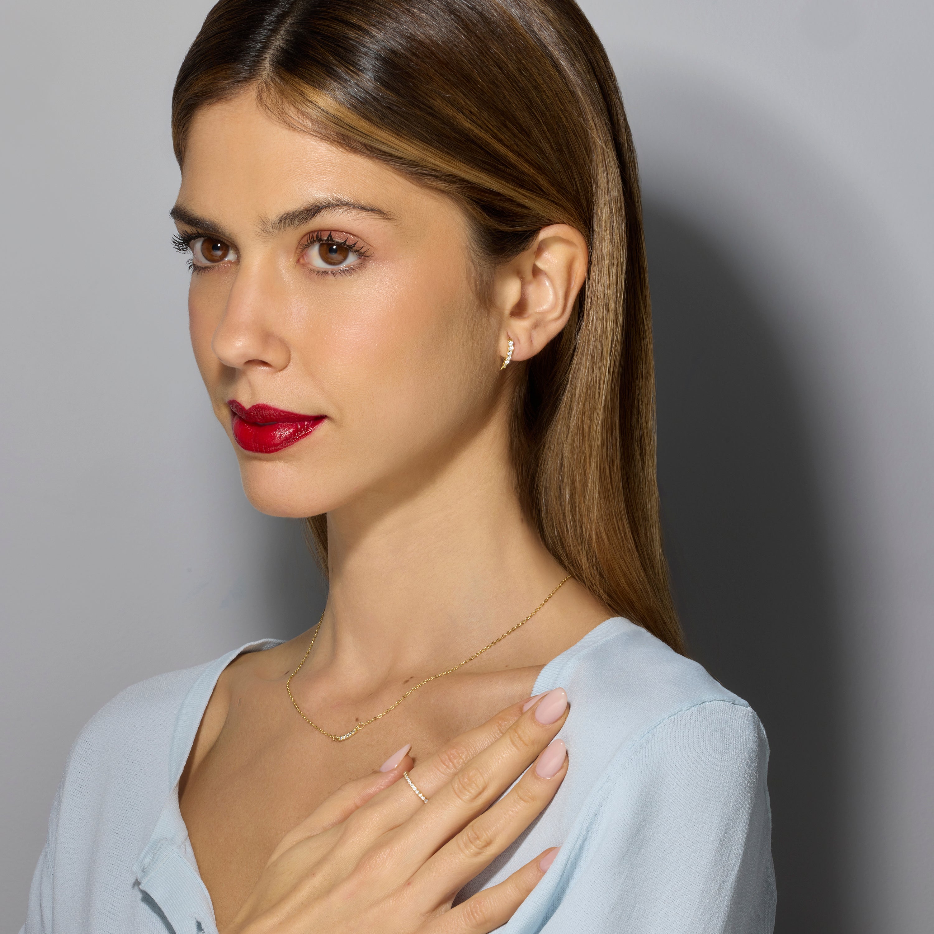 925 Sterling Silver and Brilliant Zirconia Earrings in 18k Yellow Gold Finish - Losci