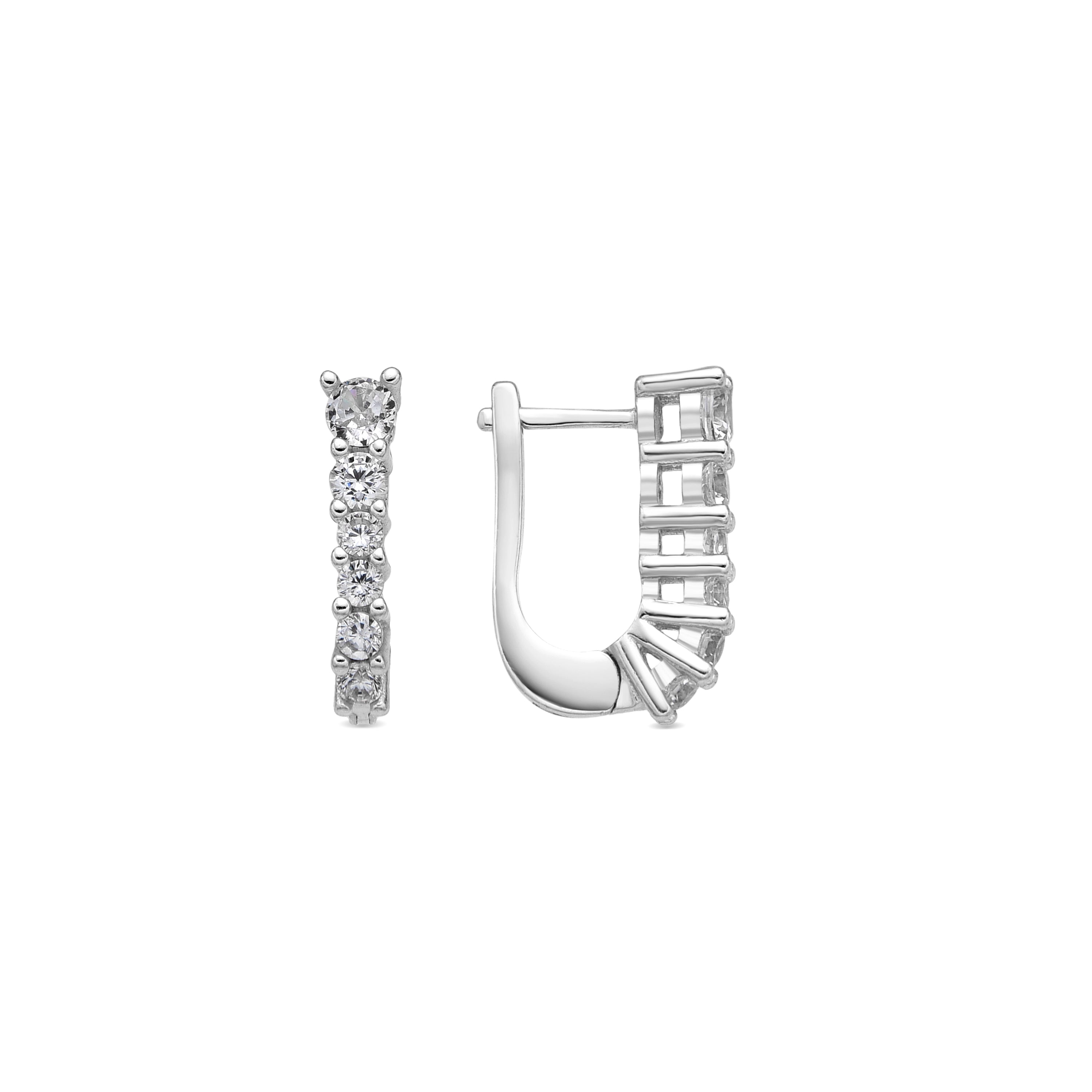 925 Sterling Silver and Brilliant Zirconia Earrings, Rhodium Finish - Naswa