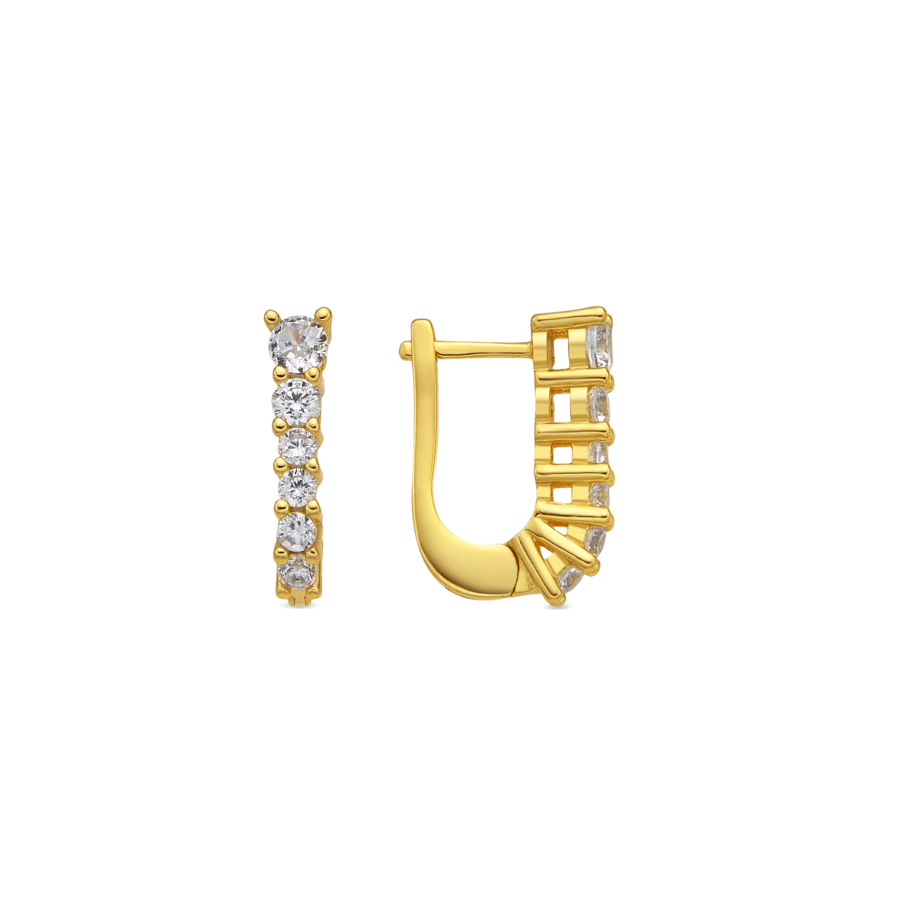 925 Sterling Silver and Brilliant Zirconia Earrings in 18k Yellow Gold Finish - Naswa