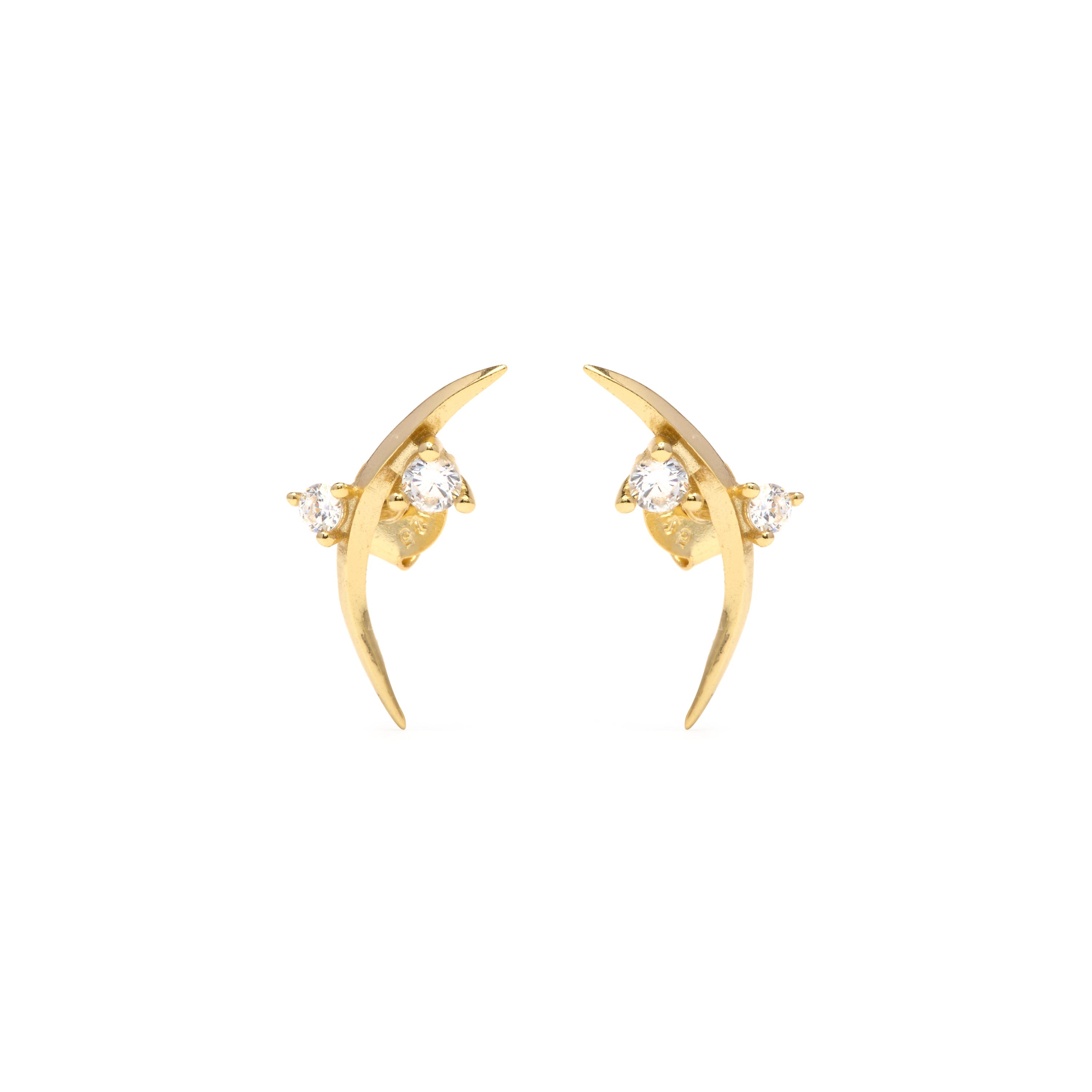 925 Sterling Silver and Brilliant Zirconia earrings with 18k yellow gold finish - Ryfio