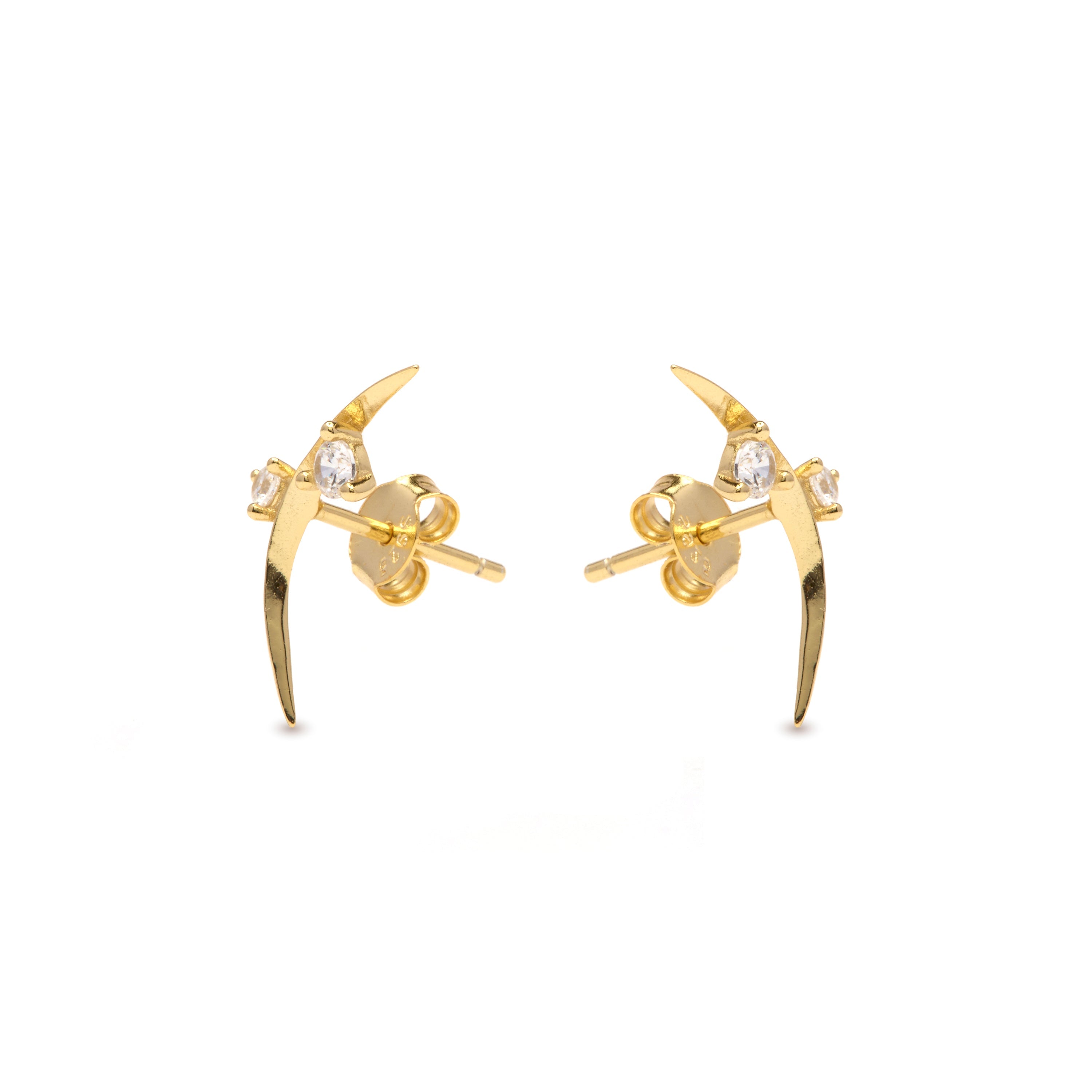 925 Sterling Silver and Brilliant Zirconia earrings with 18k yellow gold finish - Ryfio