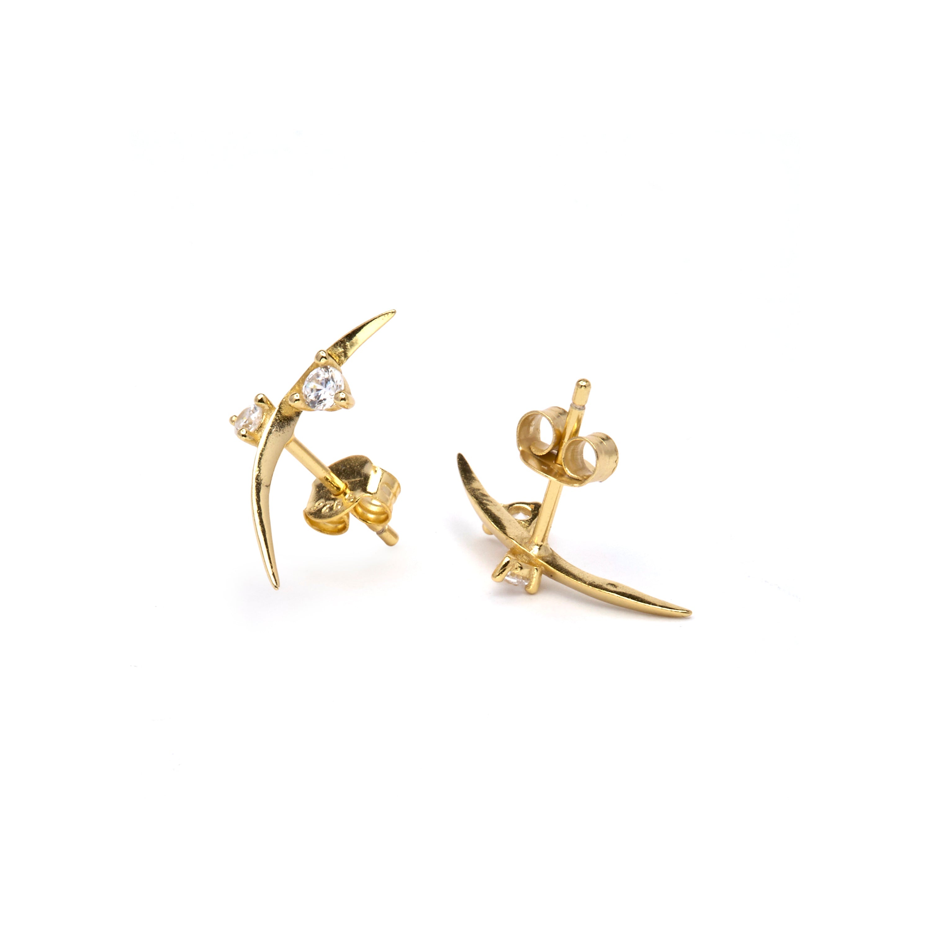 925 Sterling Silver and Brilliant Zirconia earrings with 18k yellow gold finish - Ryfio