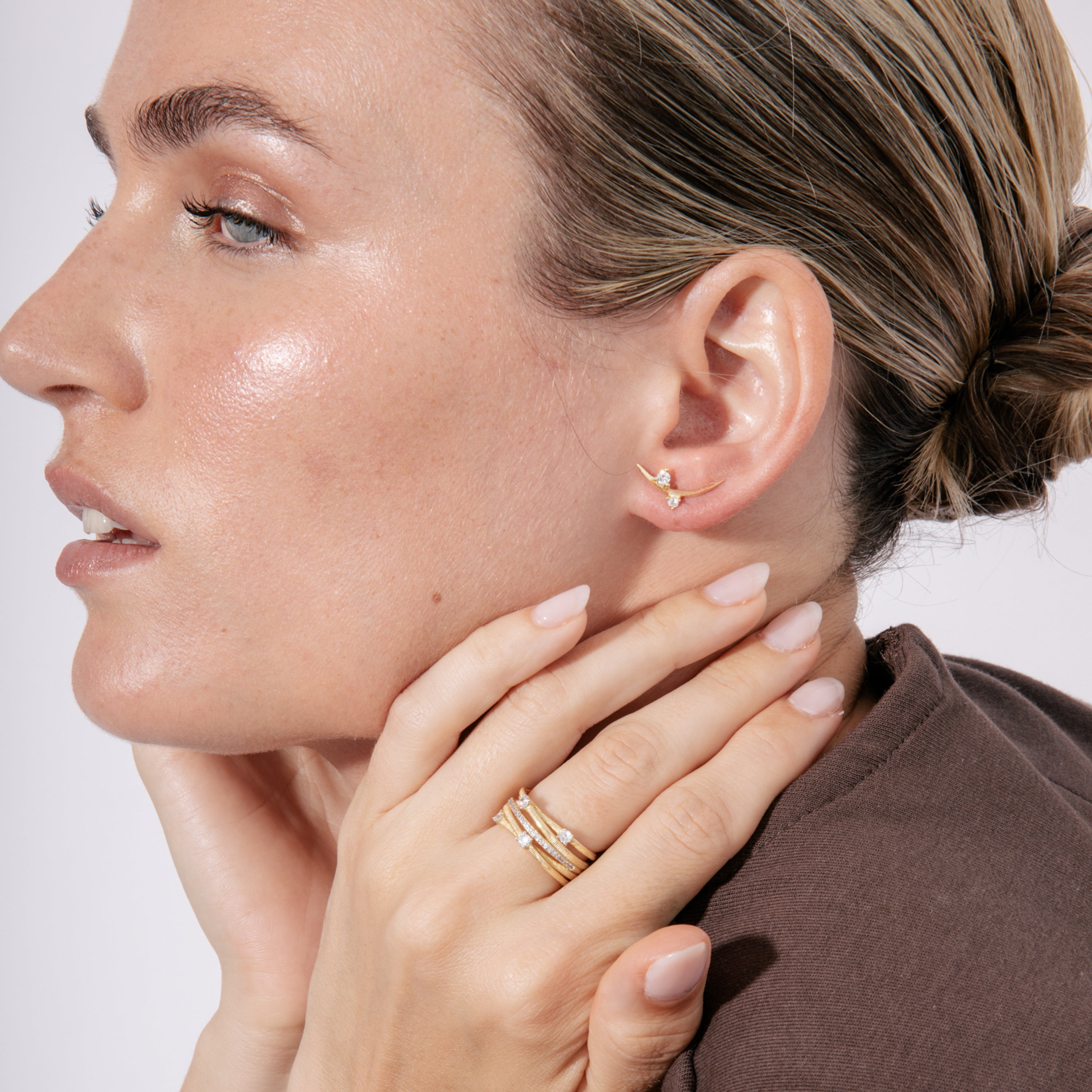 925 Sterling Silver and Brilliant Zirconia earrings with 18k yellow gold finish - Ryfio