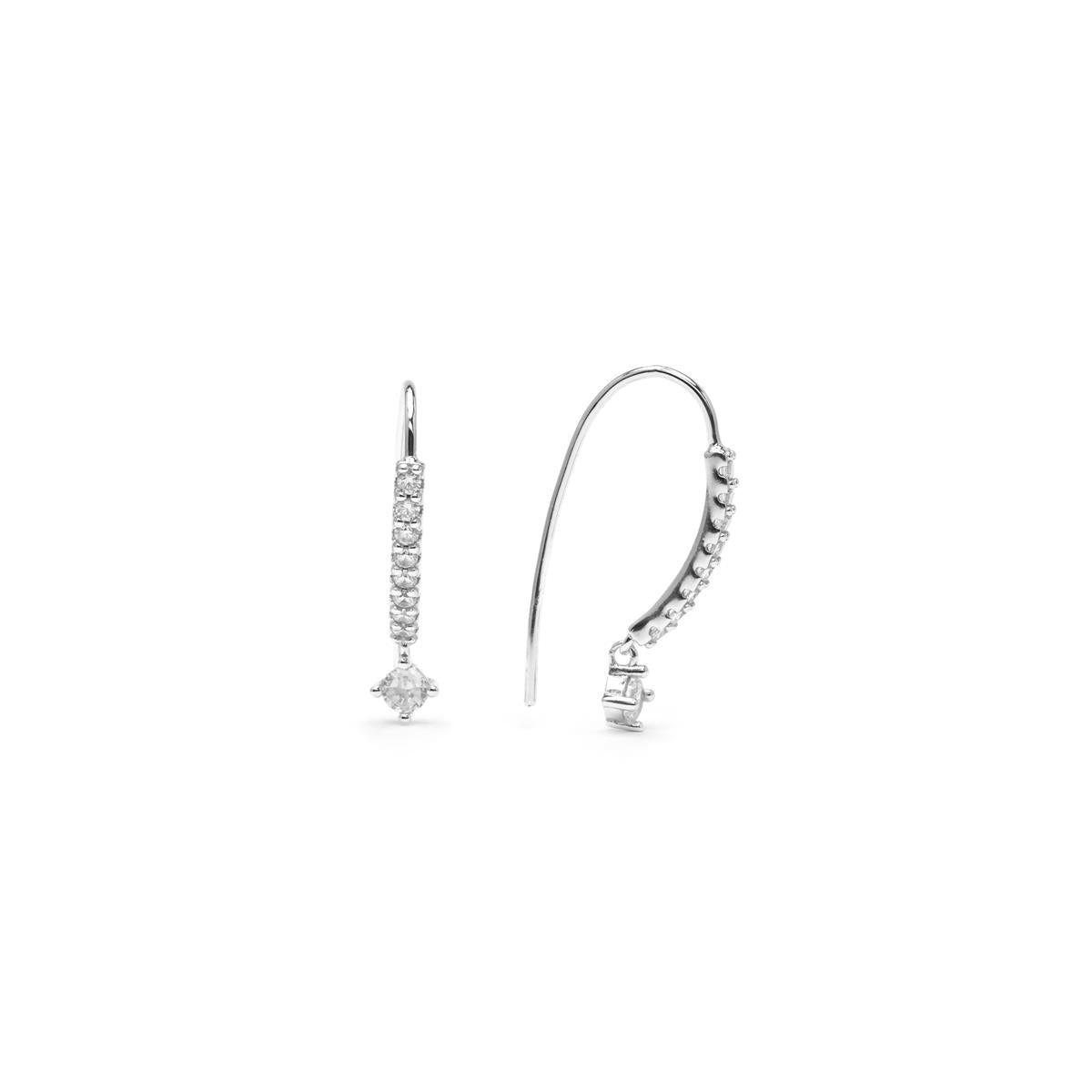 925 Sterling Silver Stud Earrings with Brilliant Zirconia and Rhodium Finish - Yabra