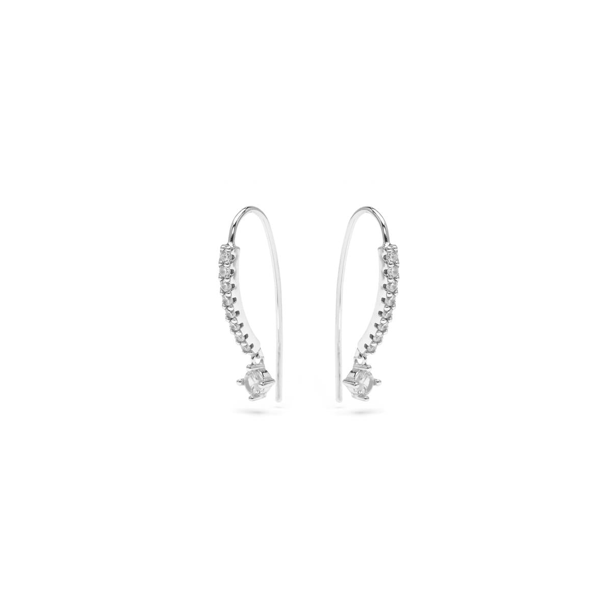 925 Sterling Silver Stud Earrings with Brilliant Zirconia and Rhodium Finish - Yabra