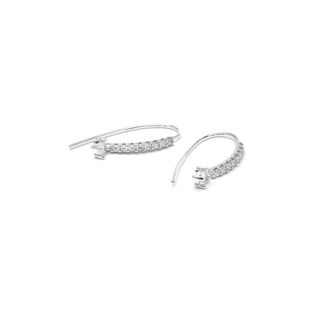 925 Sterling Silver Stud Earrings with Brilliant Zirconia and Rhodium Finish - Yabra