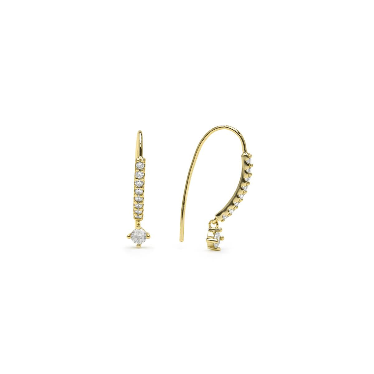 925 Sterling Silver and Brilliant Zirconia Earrings with 18k Yellow Gold Finish - Yabra