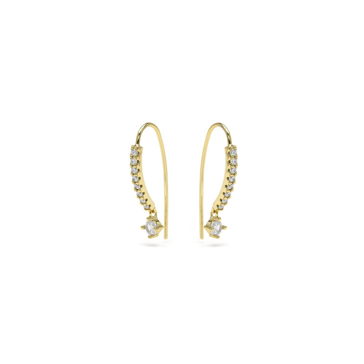 925 Sterling Silver and Brilliant Zirconia Earrings with 18k Yellow Gold Finish - Yabra