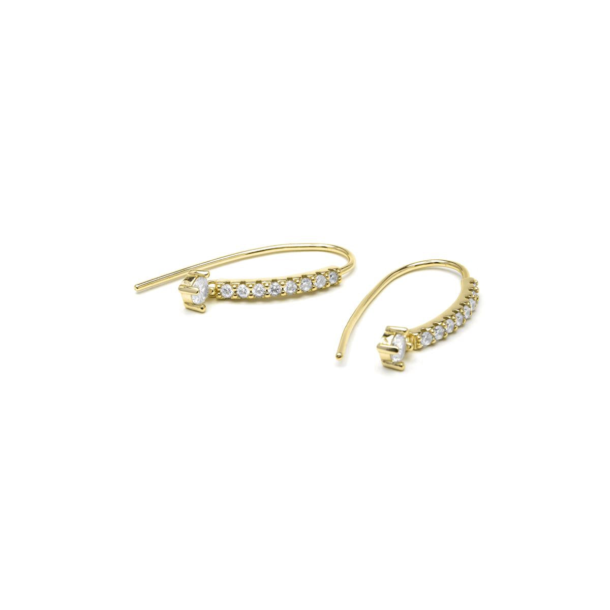 925 Sterling Silver and Brilliant Zirconia Earrings with 18k Yellow Gold Finish - Yabra