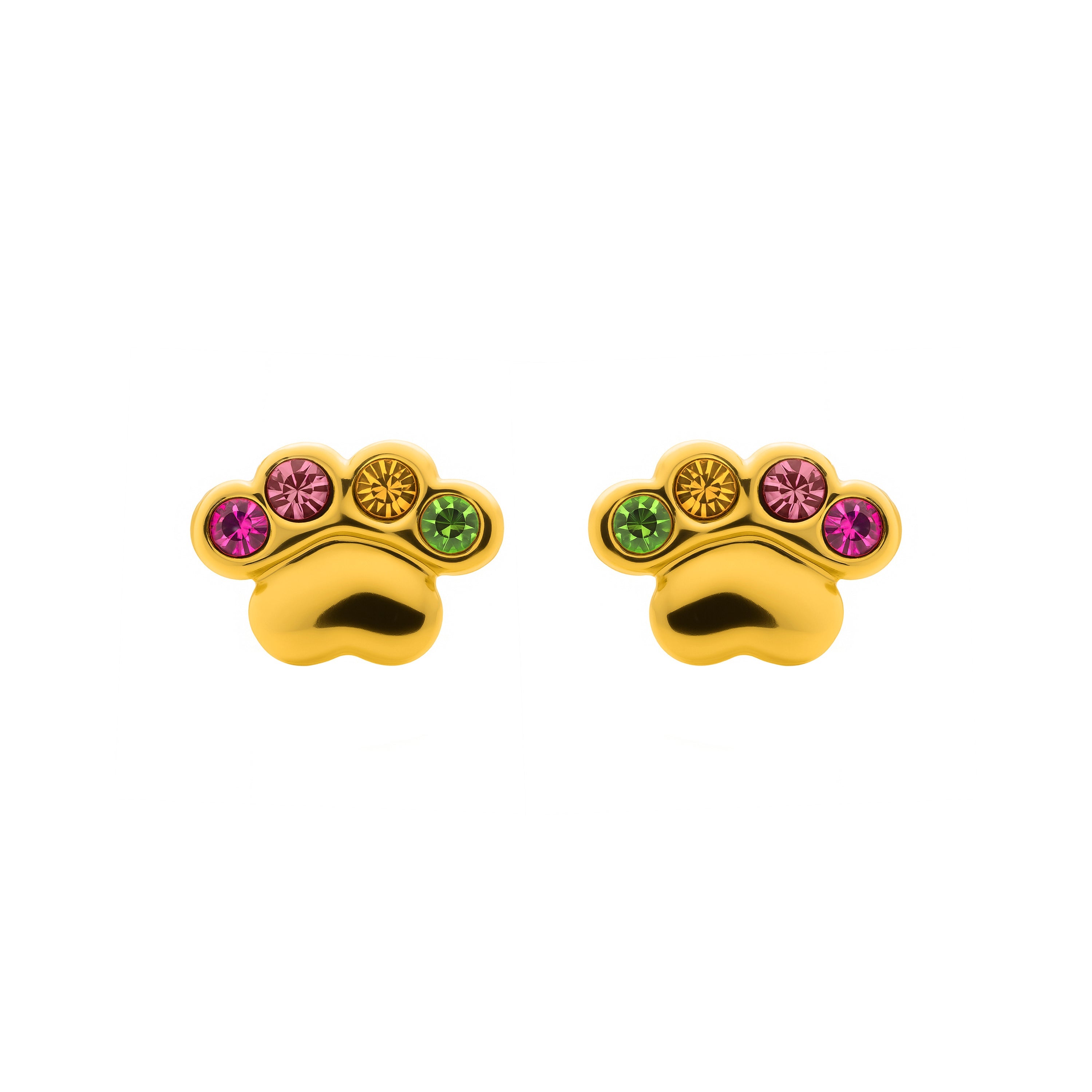 925 Sterling Silver Multicolor Cubic Zirconia Earrings with 18k Yellow Gold Finish - Narath