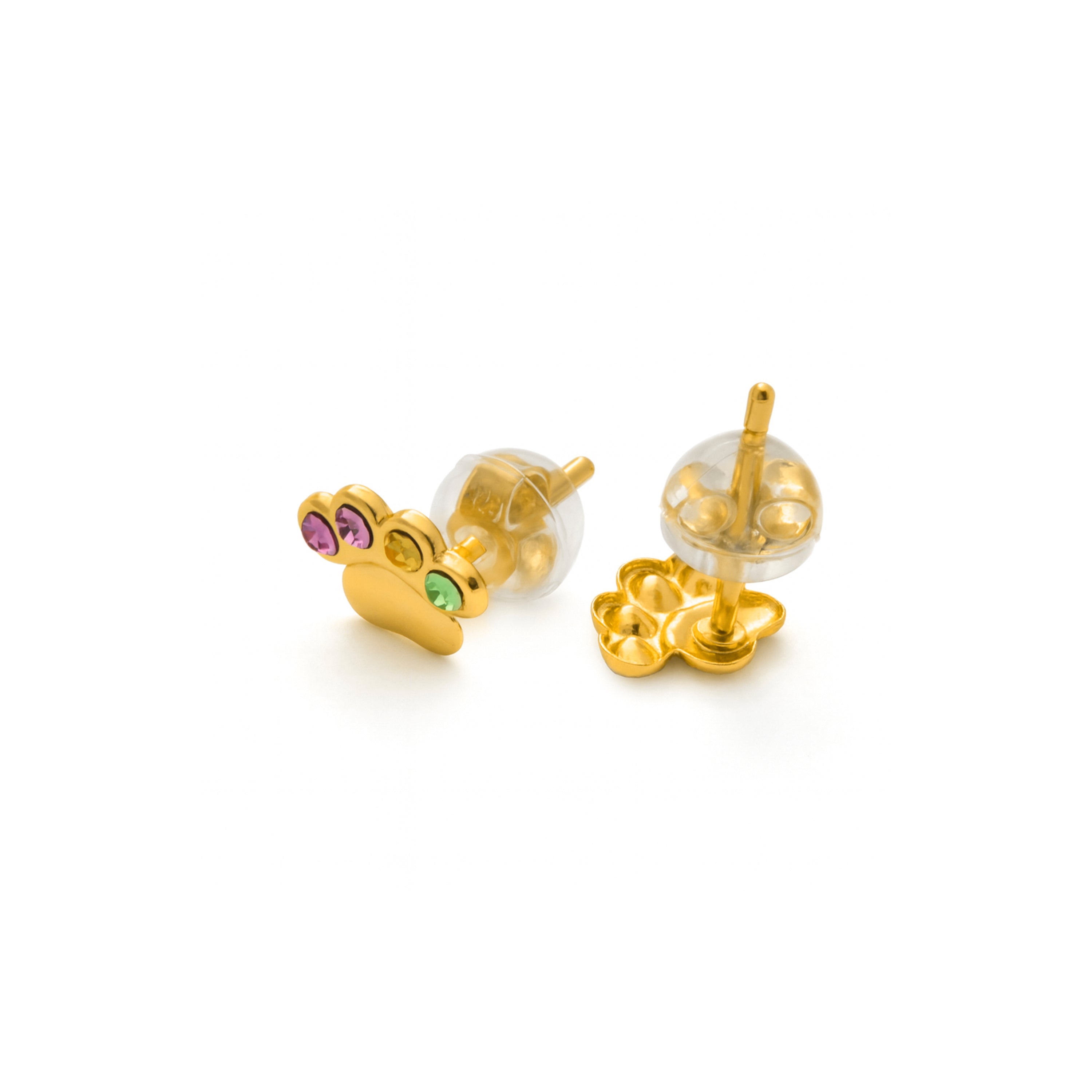 925 Sterling Silver Multicolor Cubic Zirconia Earrings with 18k Yellow Gold Finish - Narath