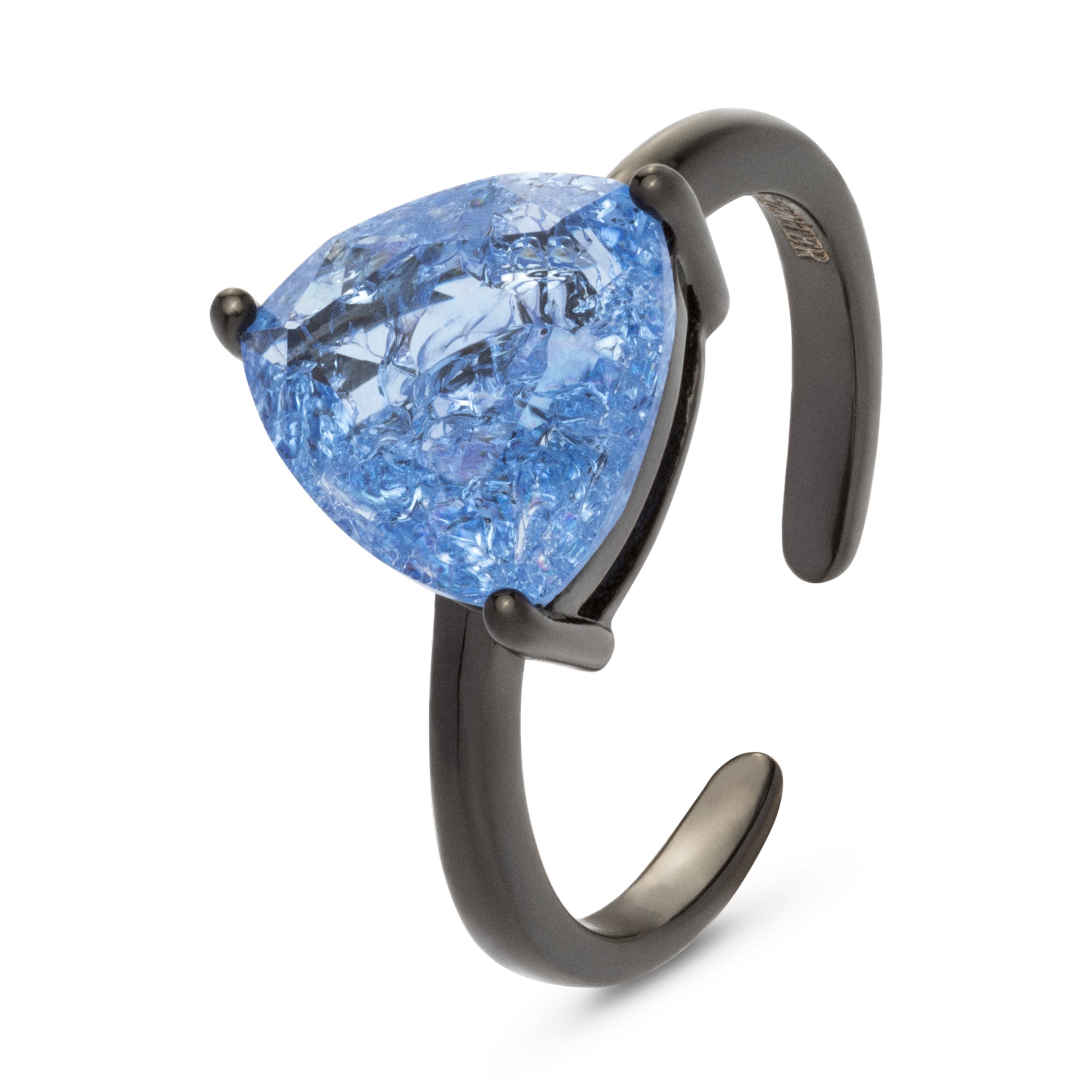 925 Sterling Silver Ring with Hydrothermal Lapis Lazuli Quartz finished in Black Ruthenium - Georbald