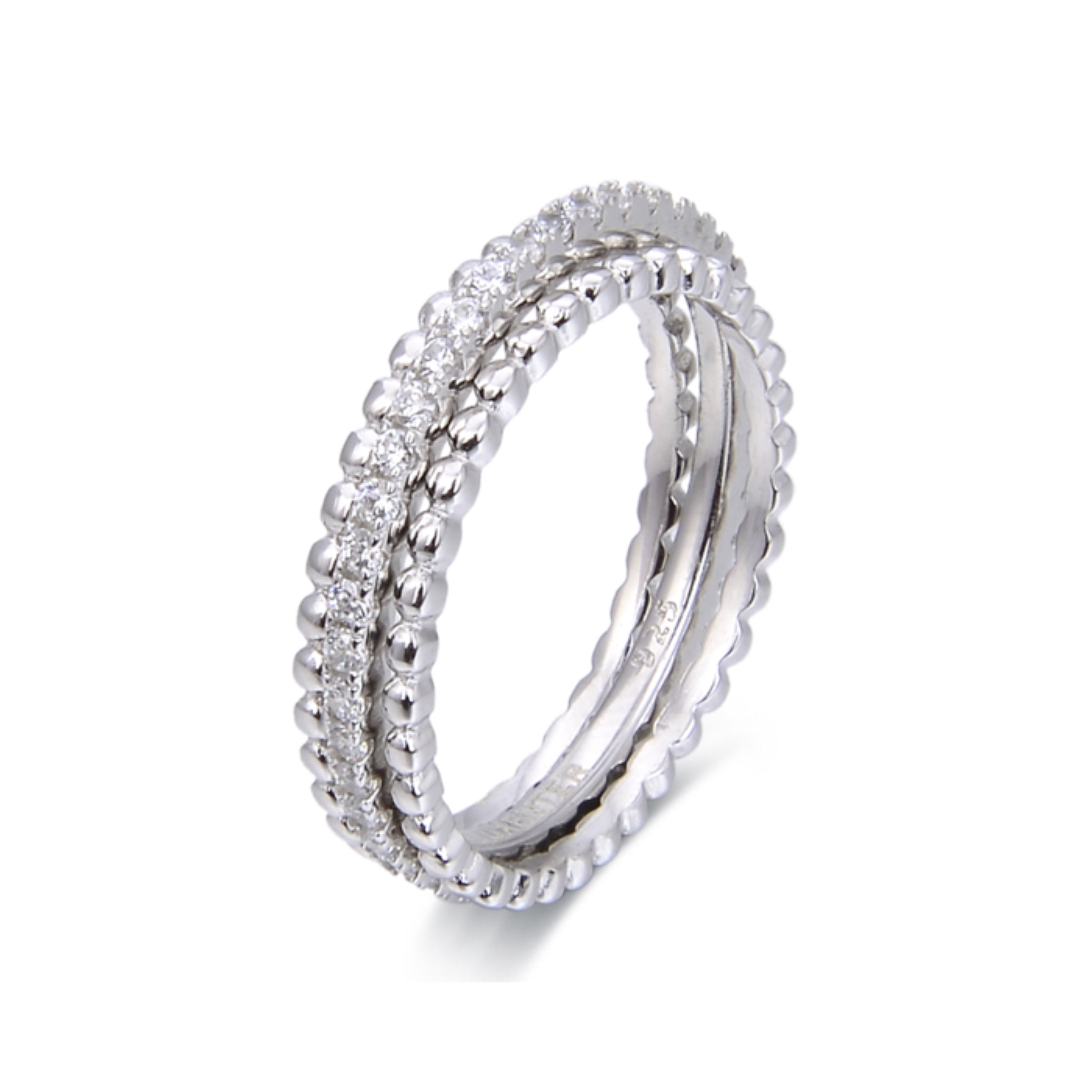 925 Sterling Silver Ring with Brilliant Zirconia rhodium plated - Sesaf