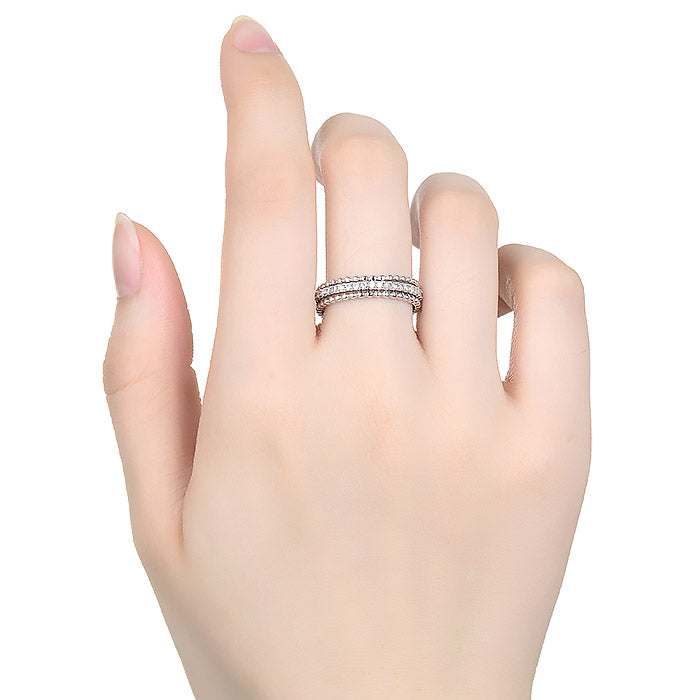925 Sterling Silver Ring with Brilliant Zirconia rhodium plated - Sesaf