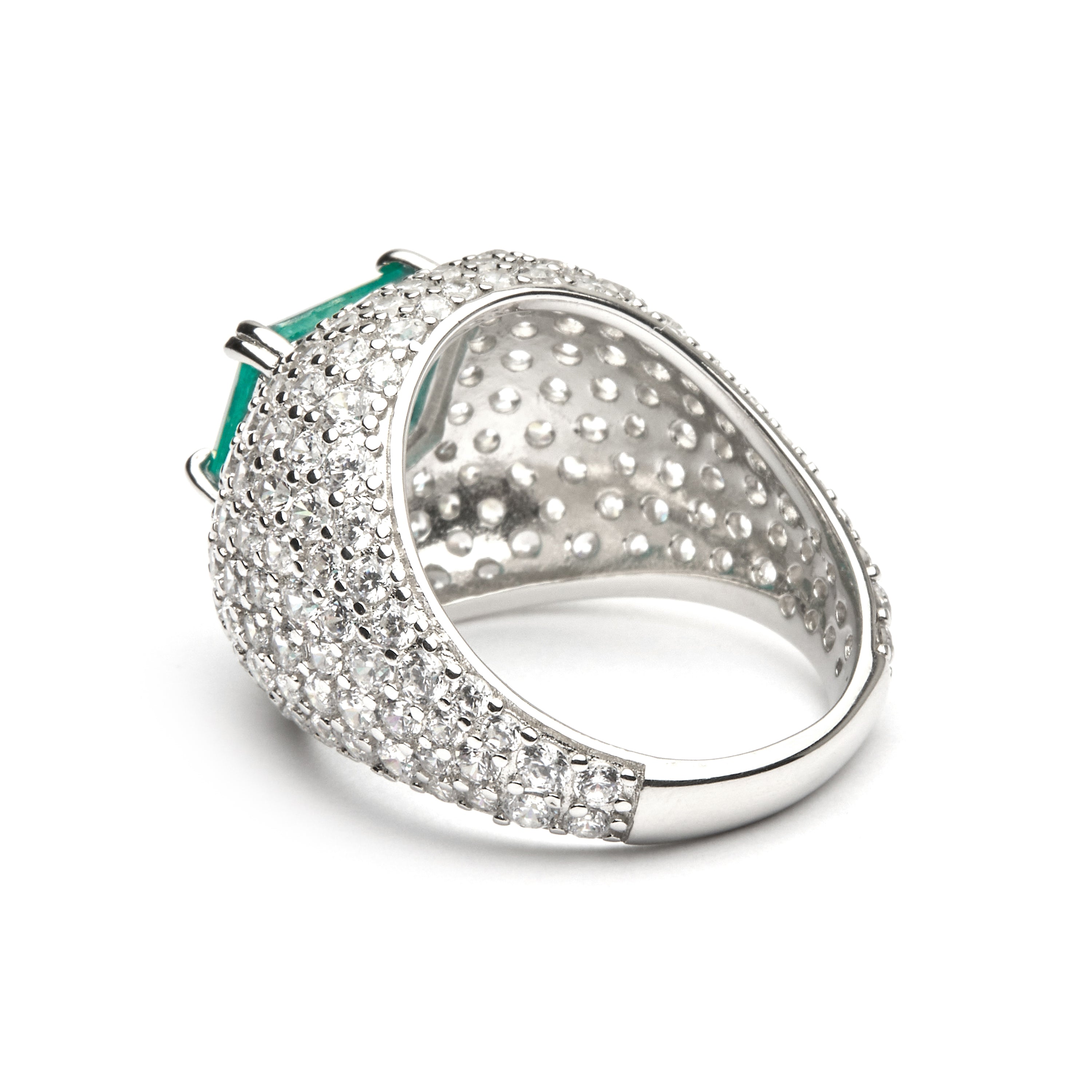 Anillo de Plata de Ley 925 y Cuarzo Hidrotermal Azul Claro acabado en rodio - Kabia