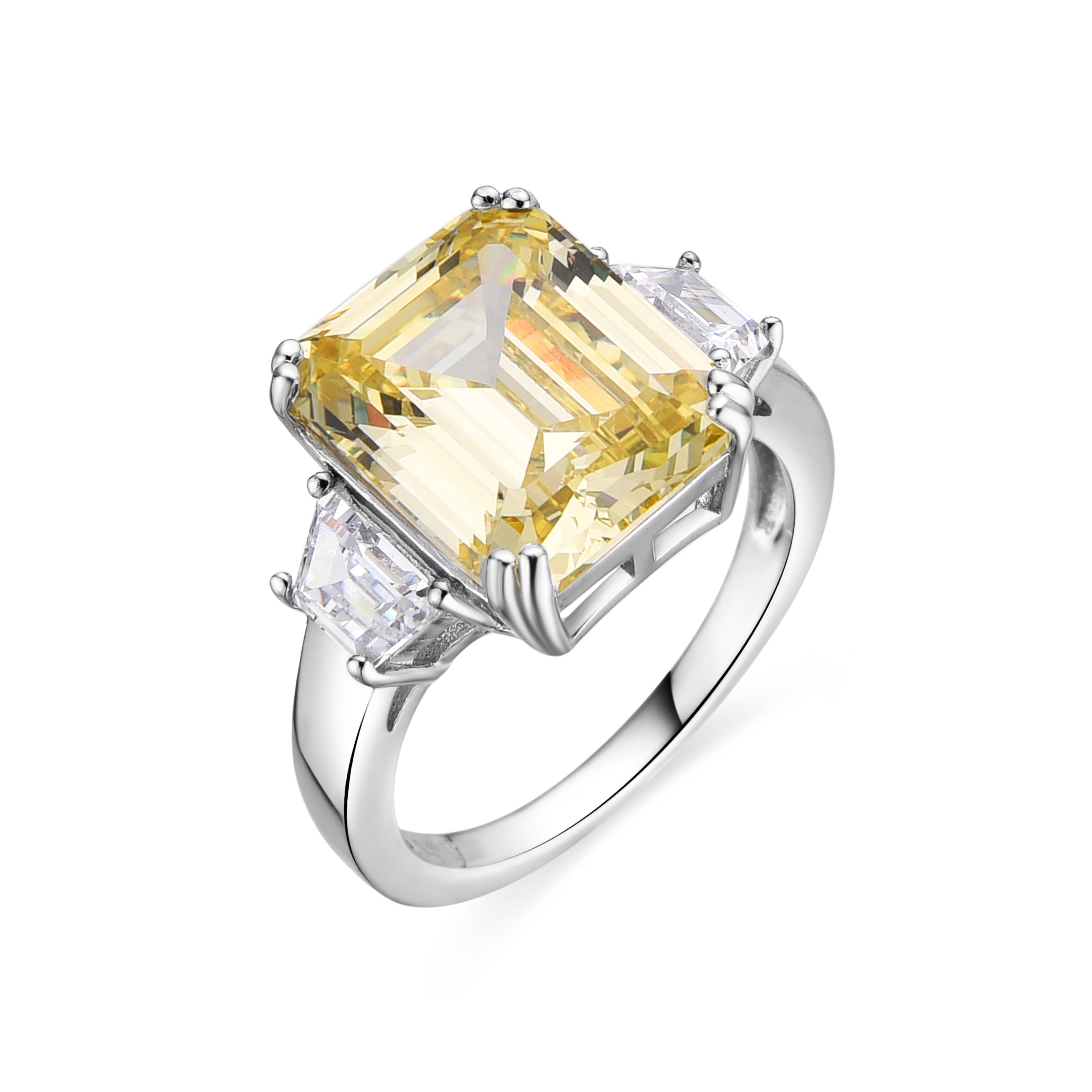 925 Sterling Silver and Padparadscha Ring with Rhodium Finish - Asju