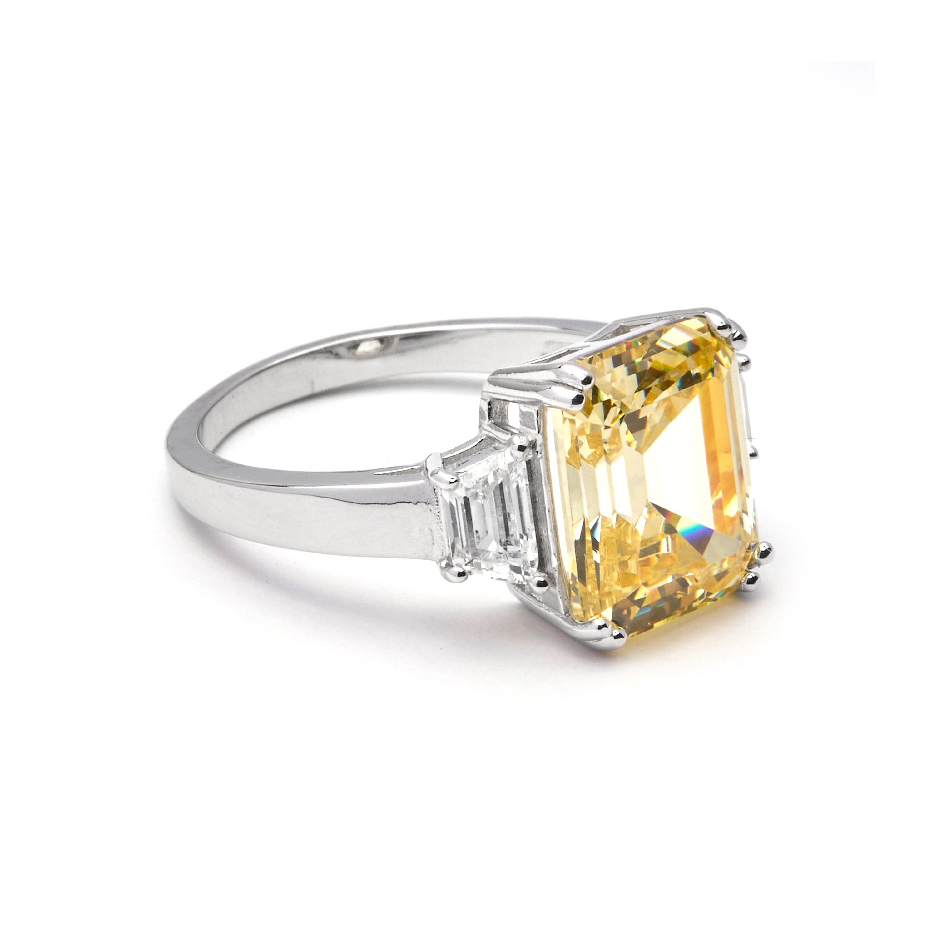 925 Sterling Silver and Padparadscha Ring with Rhodium Finish - Asju