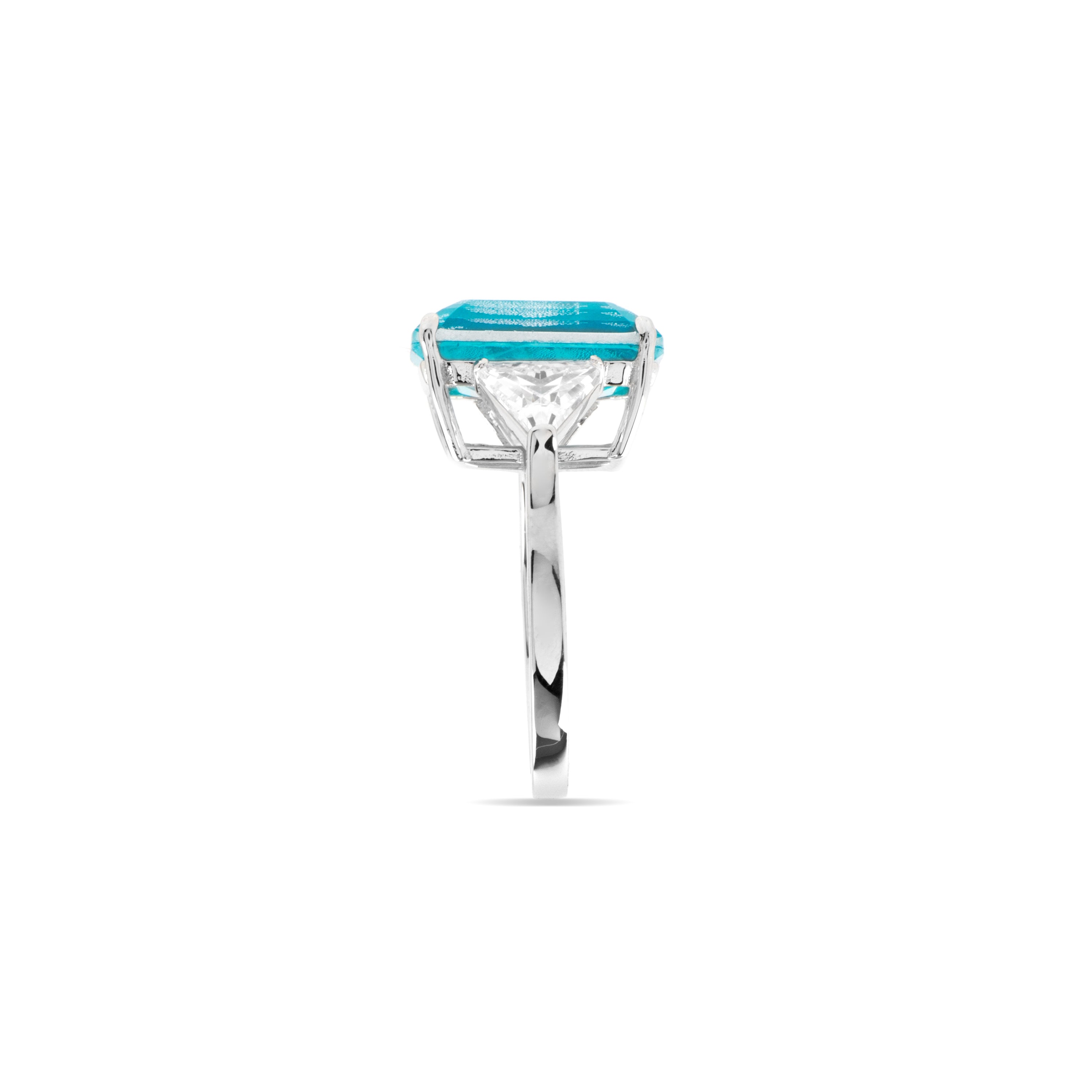 925 Sterling Silver and Paraiba Green Hydrothermal Quartz Ring with Rhodium Finish - Wiko