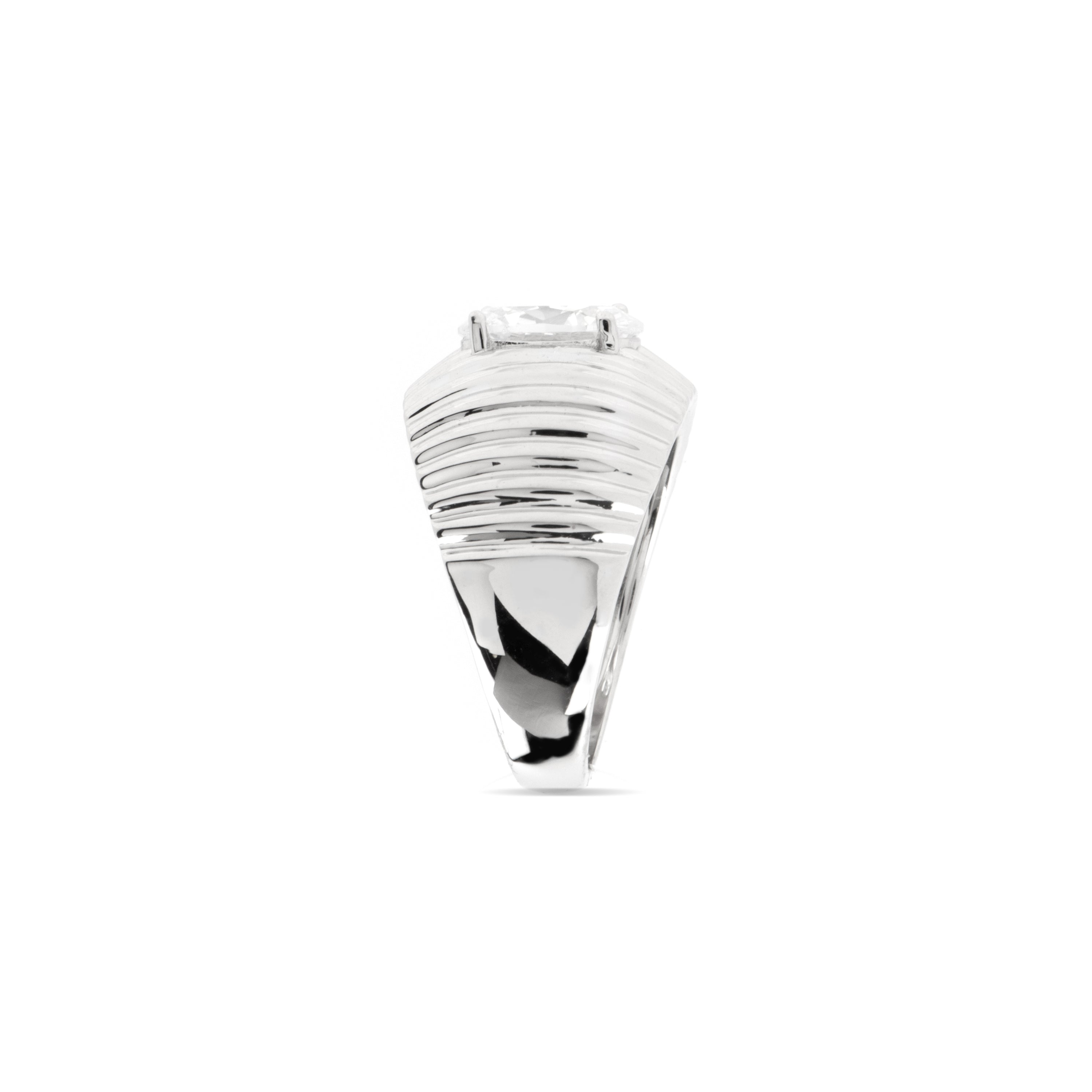925 Sterling Silver and Brilliant Zirconia Ring with Rhodium Finish - Metri