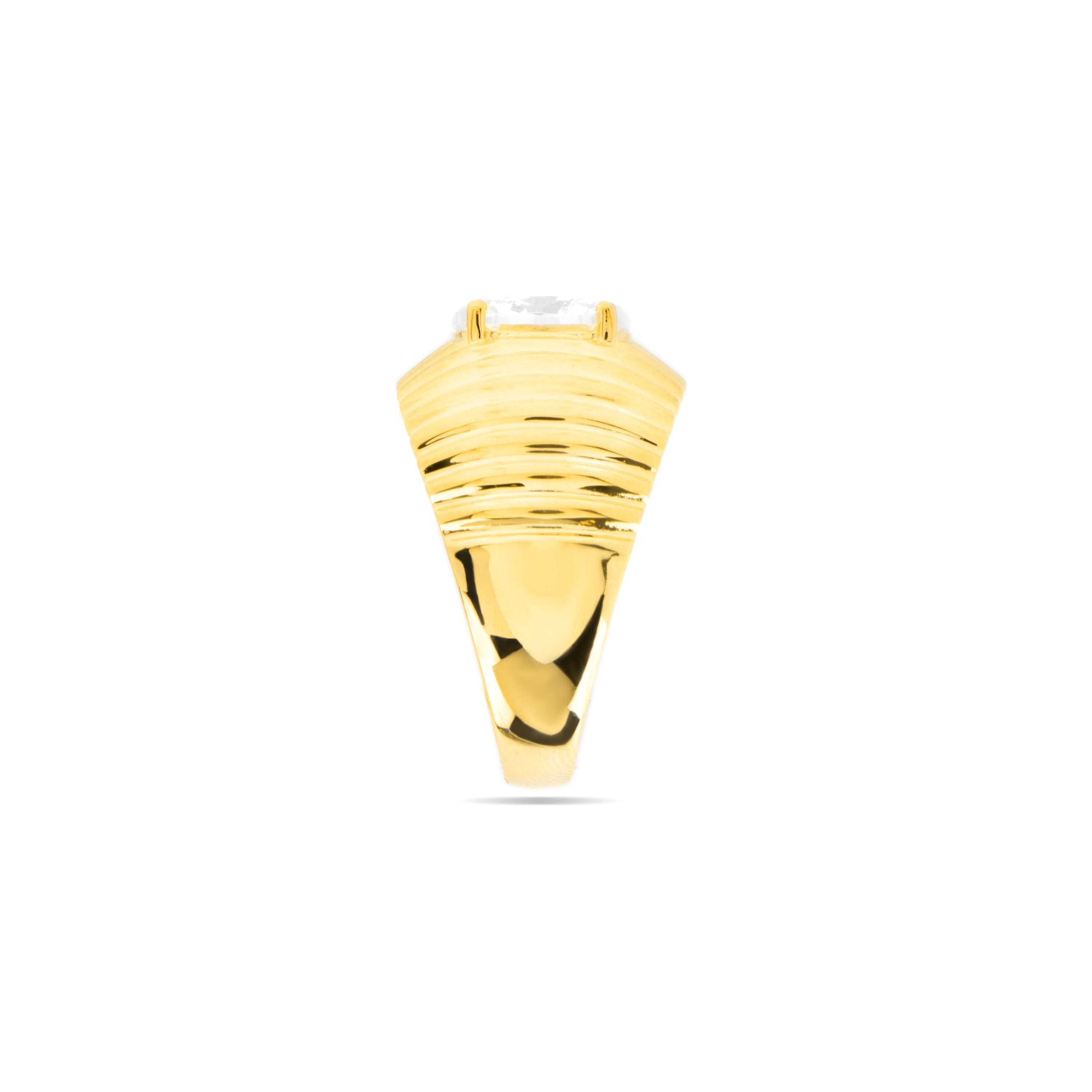 925 Sterling Silver and Brilliant Zirconia Ring, 18k Yellow Gold Finish - Metri