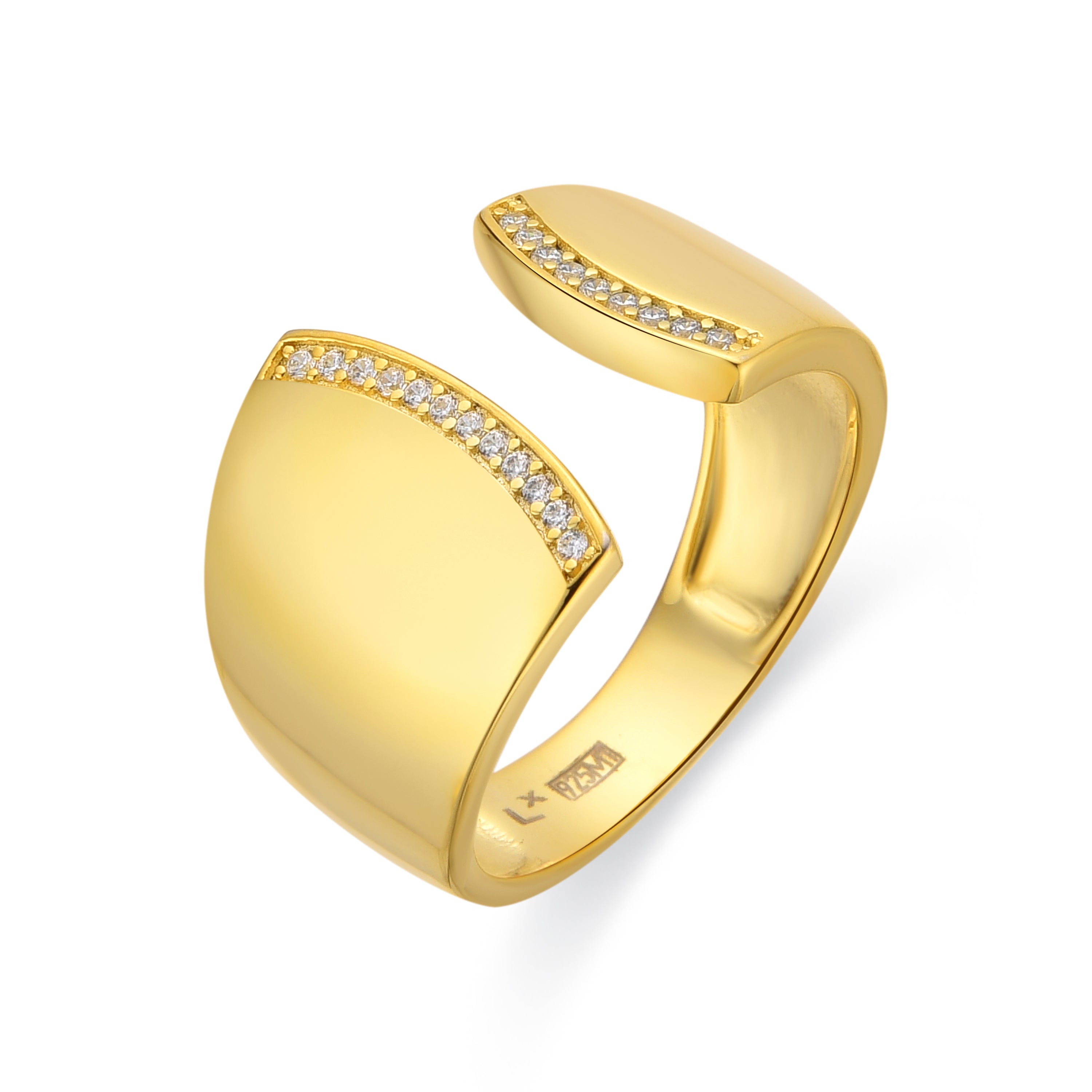 Anel de Prata 925 banhado a ouro amarelo 18k - Kensi