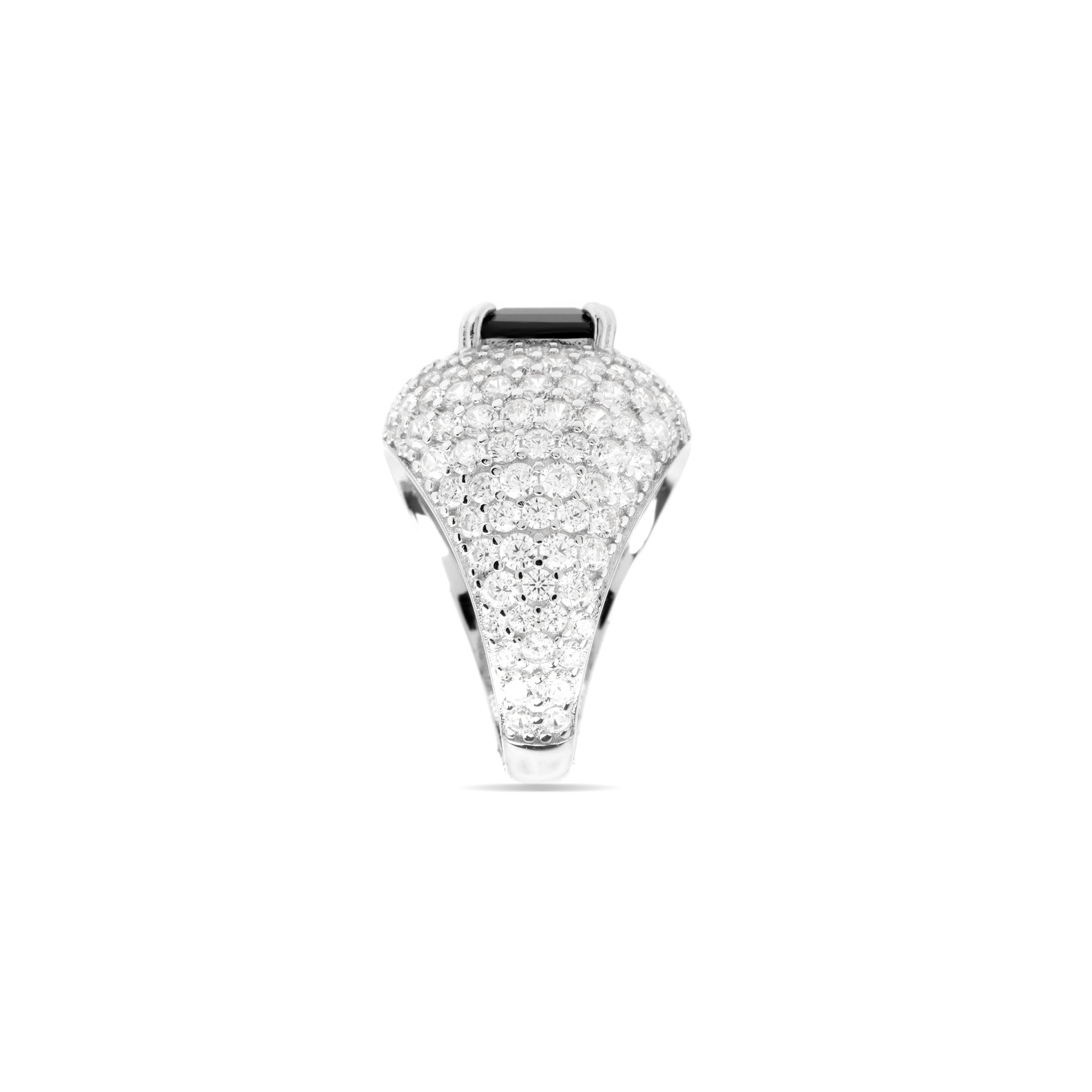 925 Sterling Silver and Onyx Zirconia Ring with Rhodium Finish - Sidya