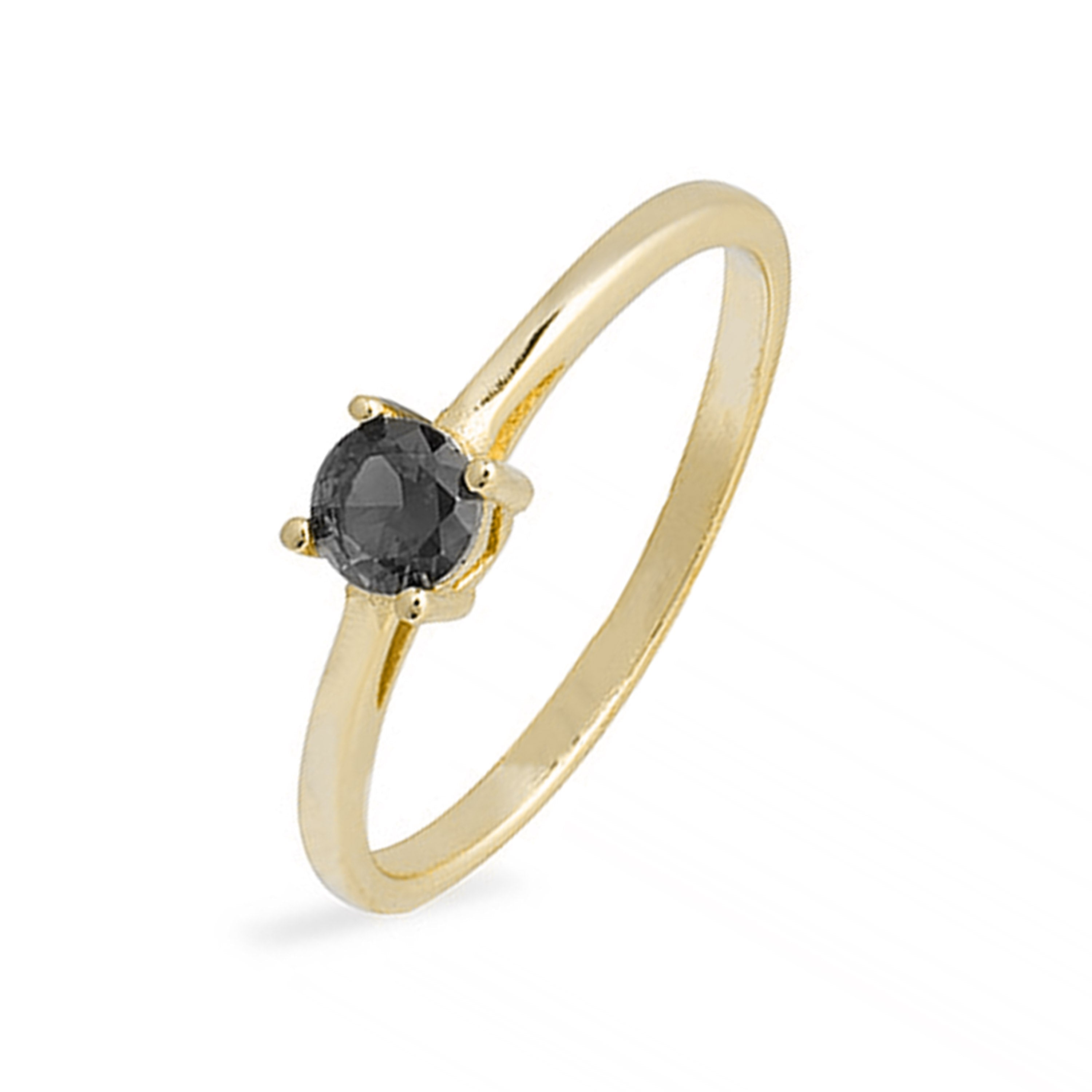 925 Sterling Silver Ring with Onyx Zirconia finished in 18K Yellow Gold - Otieno