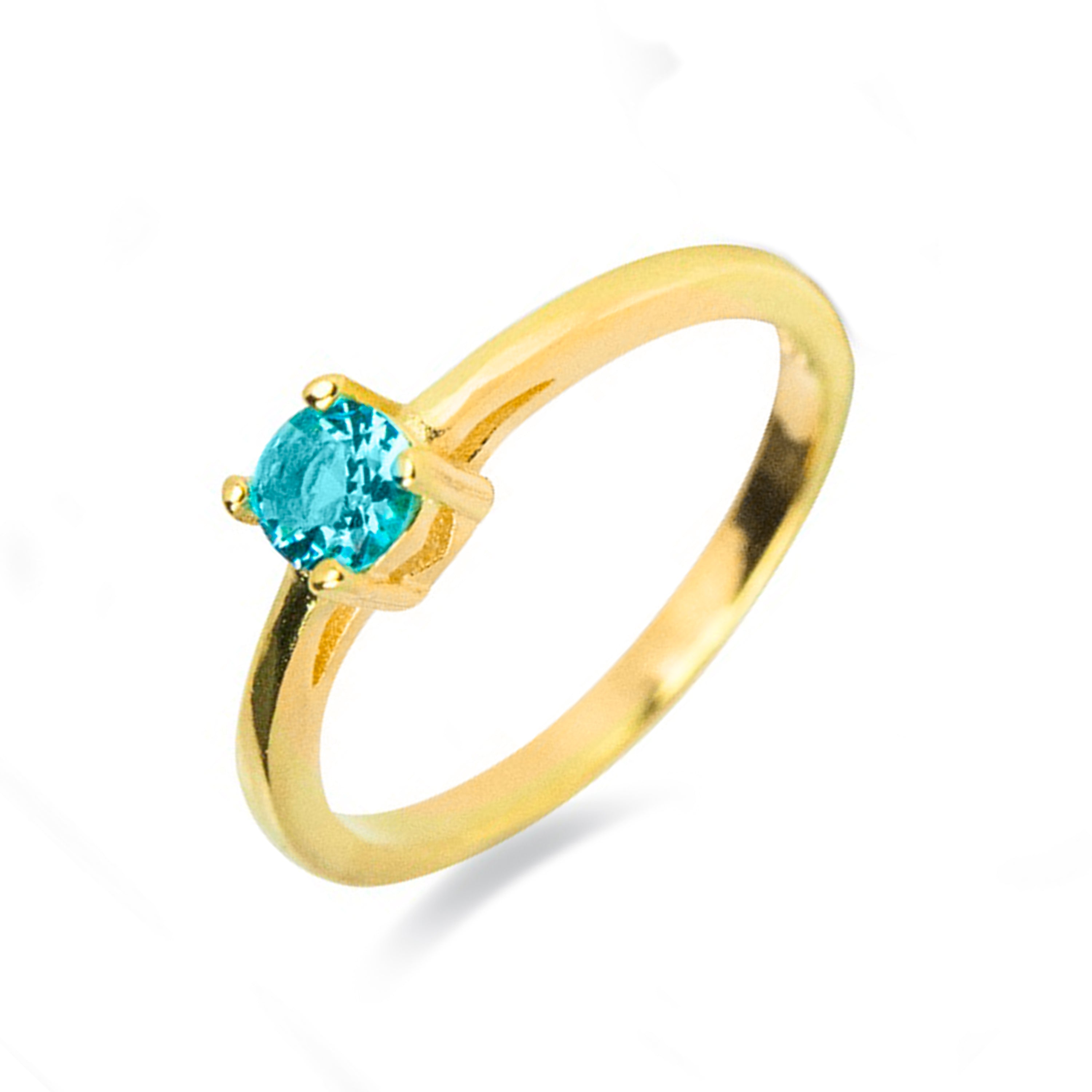 Anel de Prata 925 com Quartzo Hidrotermal Topázio Azul com acabamento em ouro amarelo 18K - Otieno