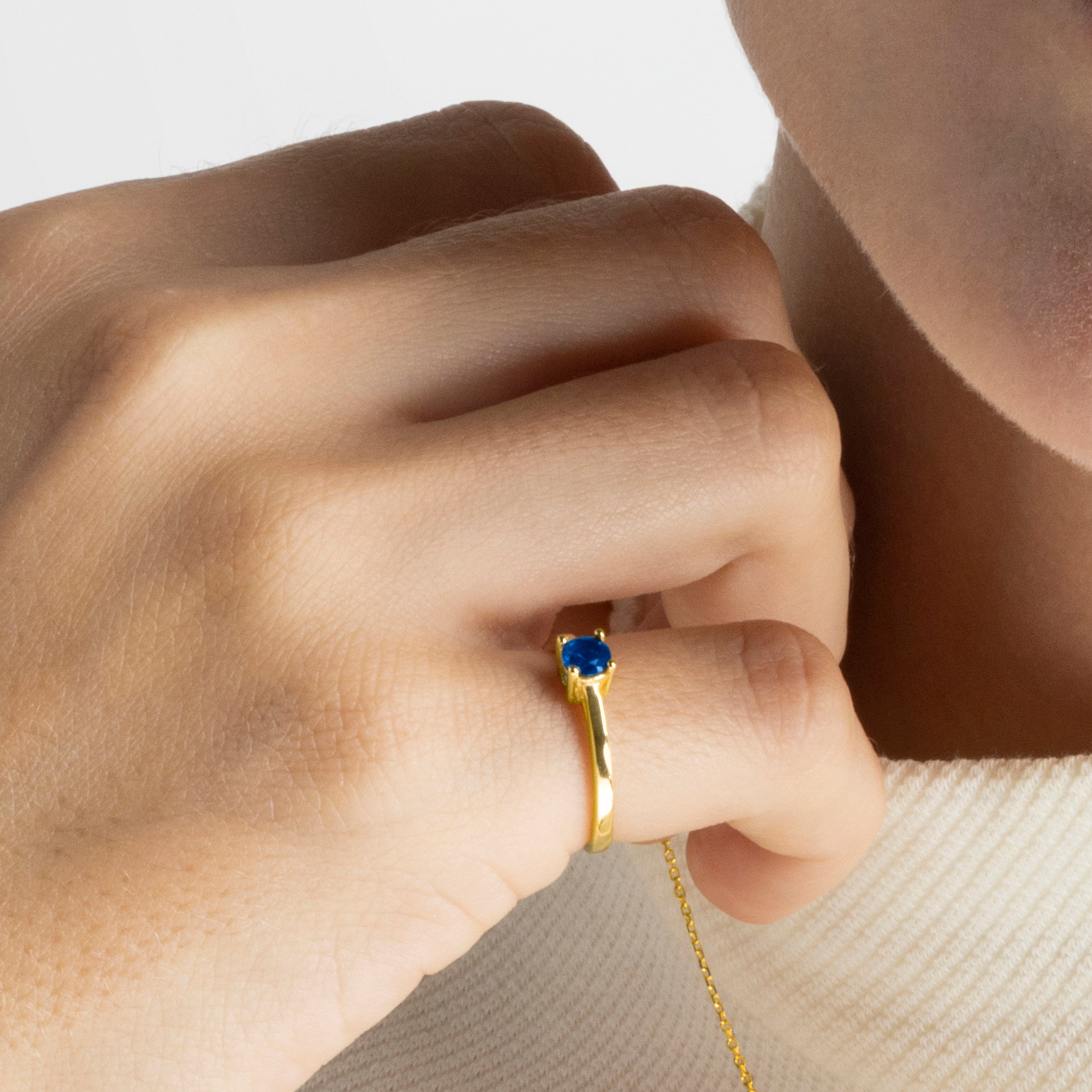 925 Sterling Silver Ring with Hydrothermal Lapis Lazuli Quartz finished in 18K Yellow Gold - Otieno